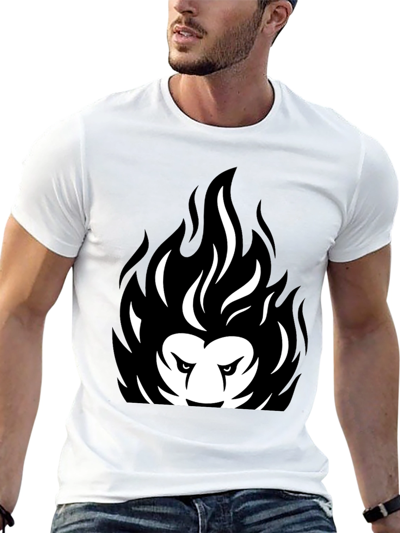 Fiery Lion Black Graphic Tee