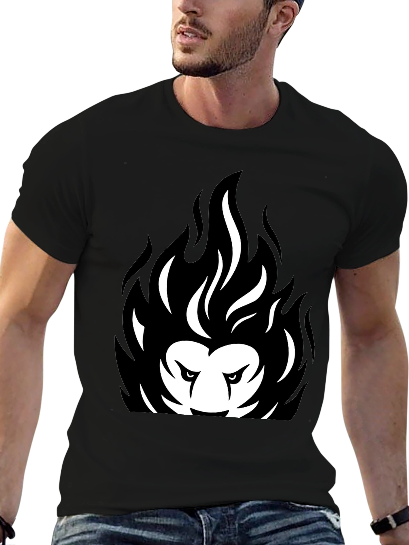 Fiery Lion Black Graphic Tee