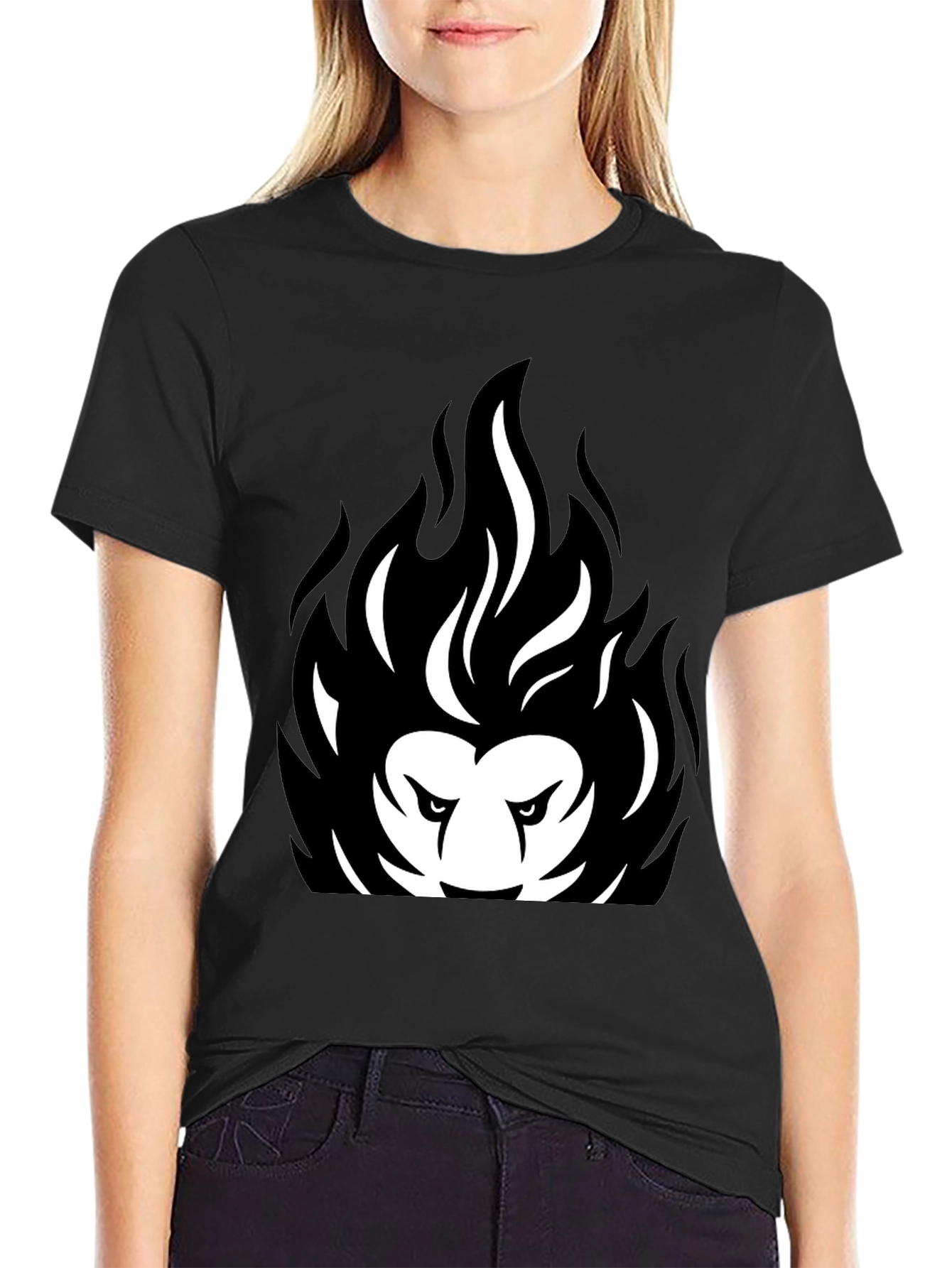 Fiery Lion Black Graphic Tee