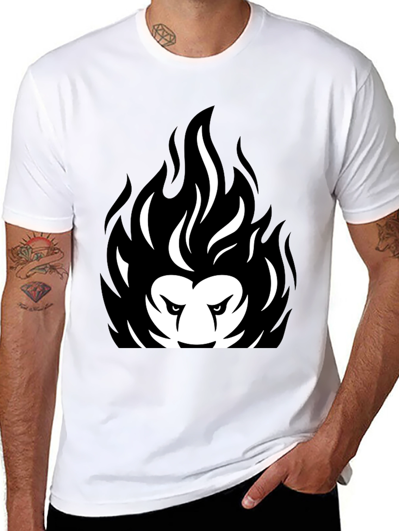 Fiery Lion Black Graphic Tee