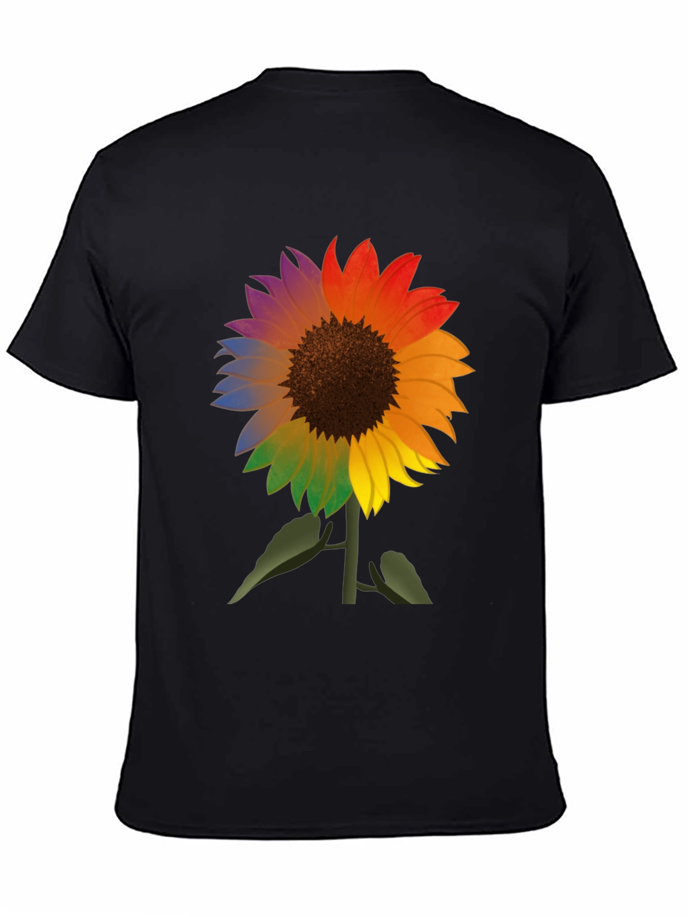 Rainbow Sunflower Graphic Tee - Mens Black T-Shirt