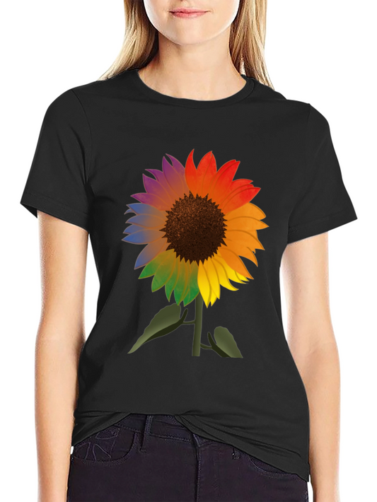 Rainbow Sunflower Graphic Tee - Mens Black T-Shirt
