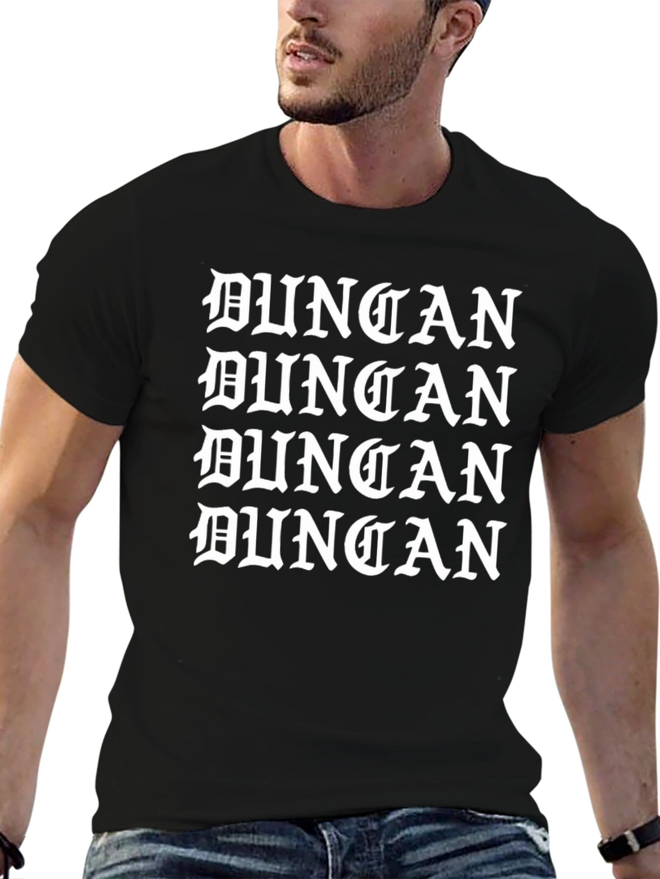 Duncan Text Graphic Tee - Black Cotton Blend