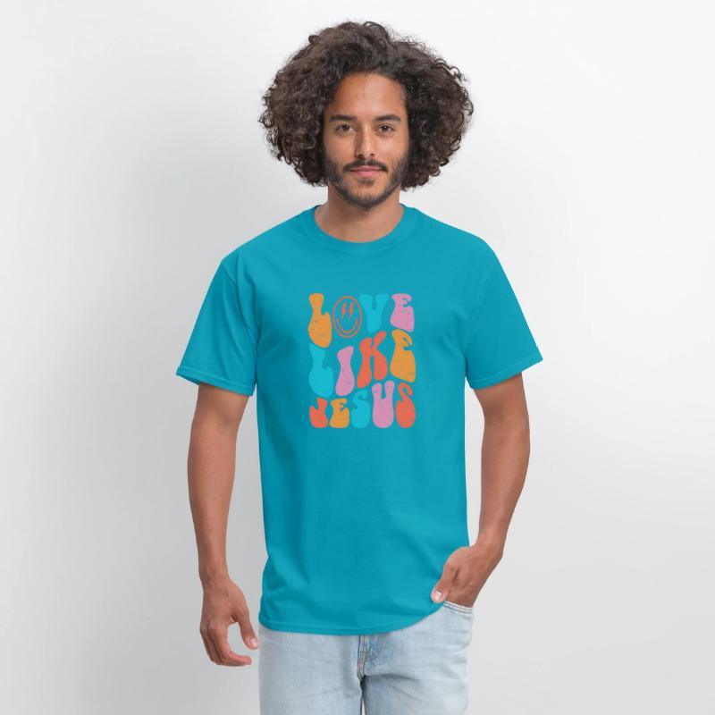 Retro Love Like Jesus Smiling Face Christian Relig