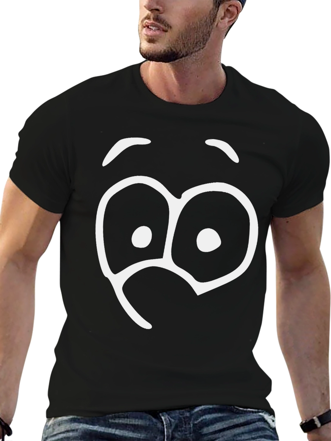 Funny Googly Eyes Graphic T-Shirt - Black