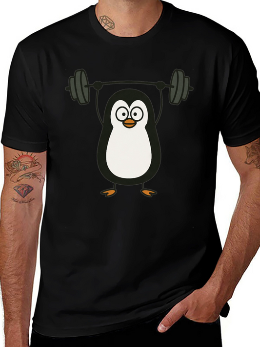 Penguin Lifting Weights Graphic Tee