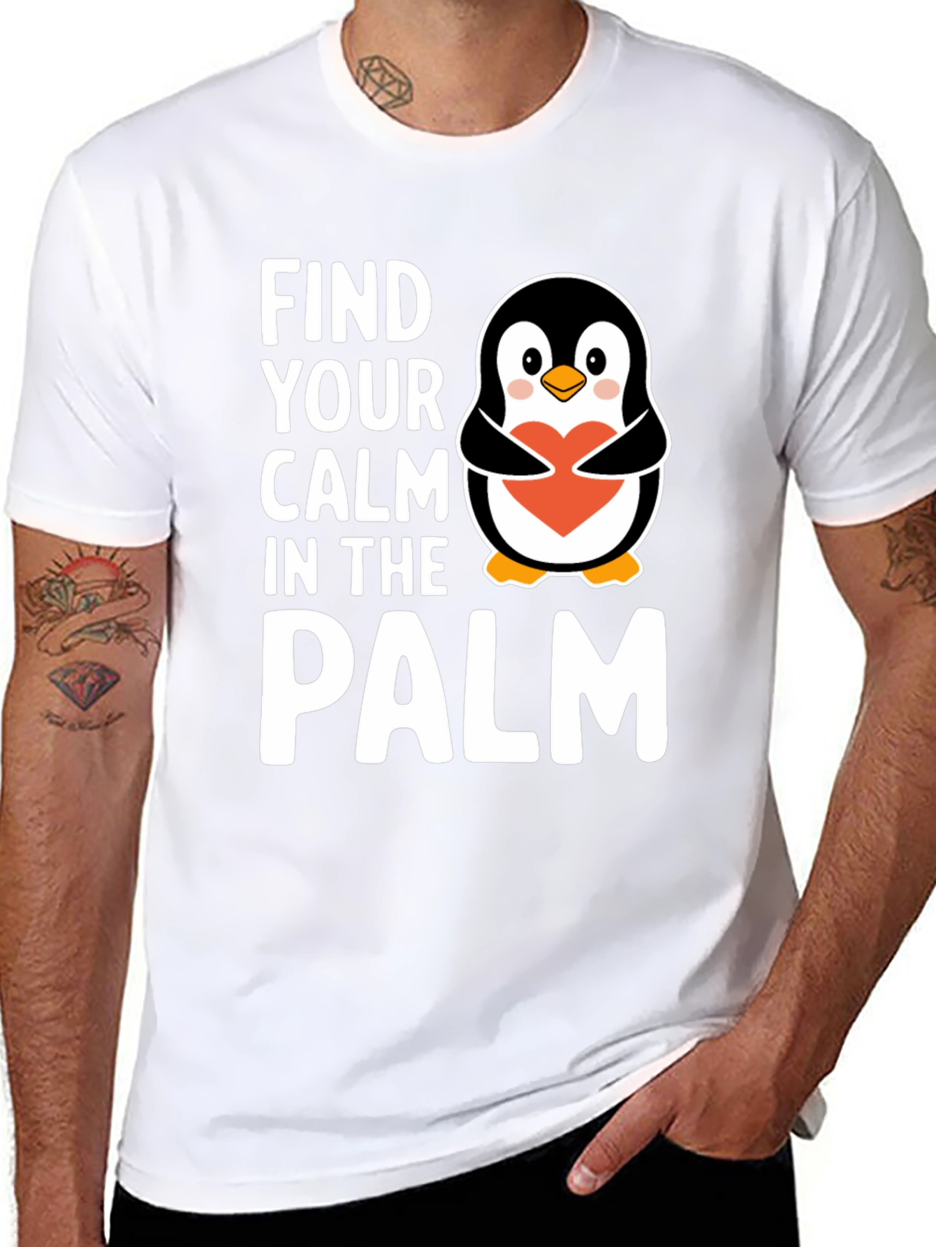 Find Your Calm Penguin T-Shirt - Unisex Cotton Tee