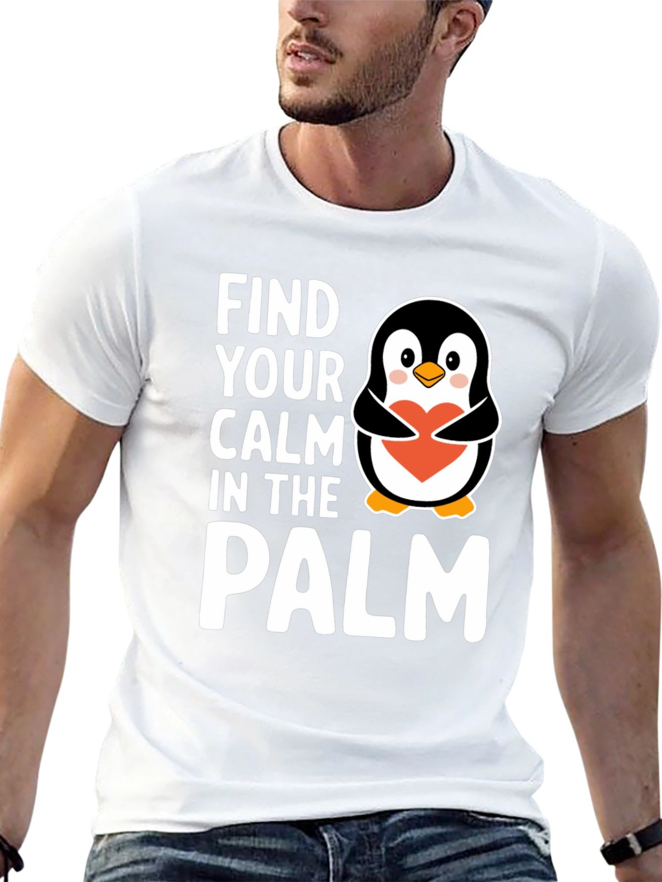 Find Your Calm Penguin T-Shirt - Unisex Cotton Tee