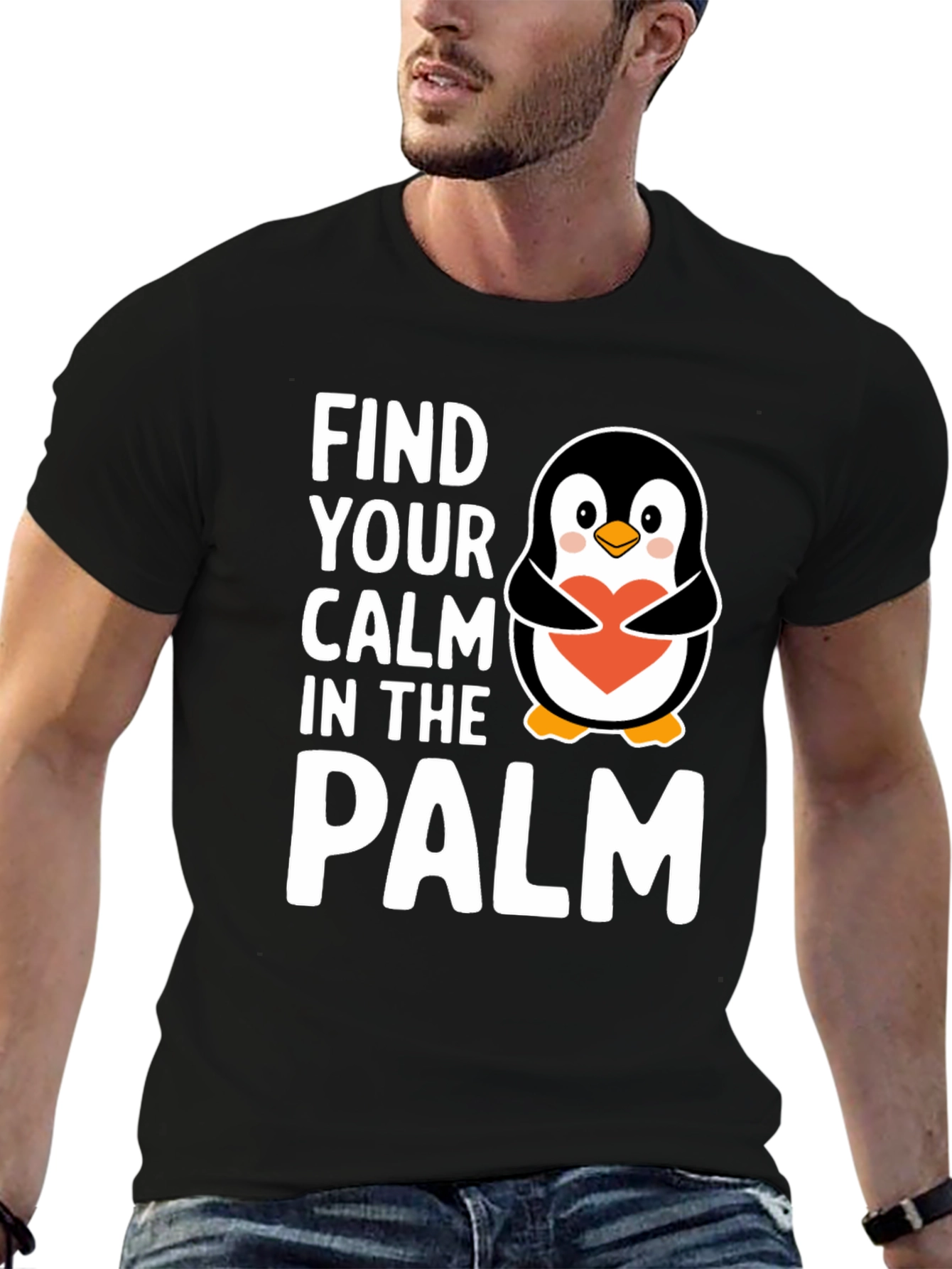 Find Your Calm Penguin T-Shirt - Unisex Cotton Tee