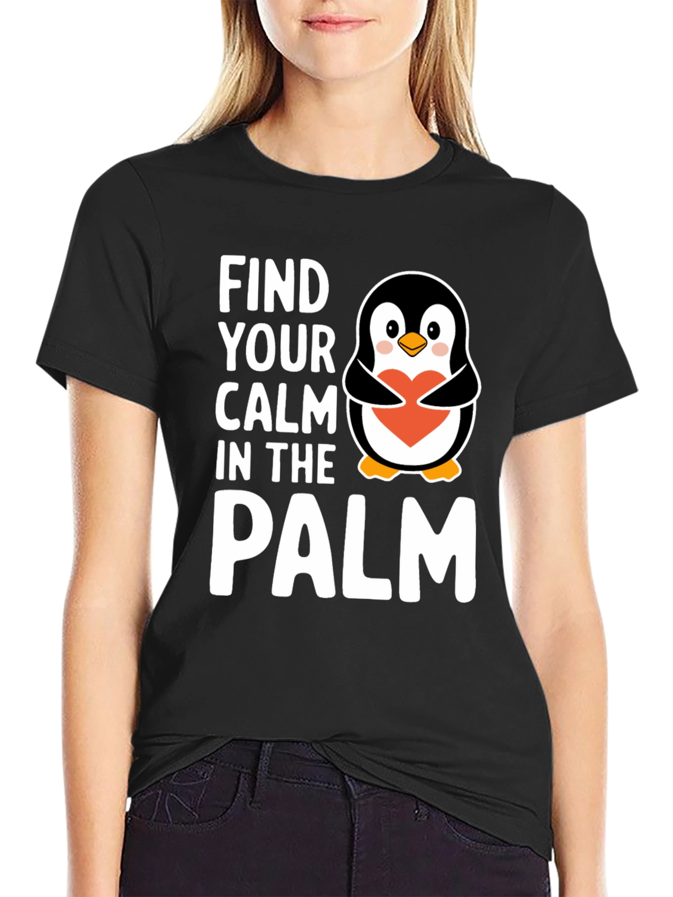 Find Your Calm Penguin T-Shirt - Unisex Cotton Tee