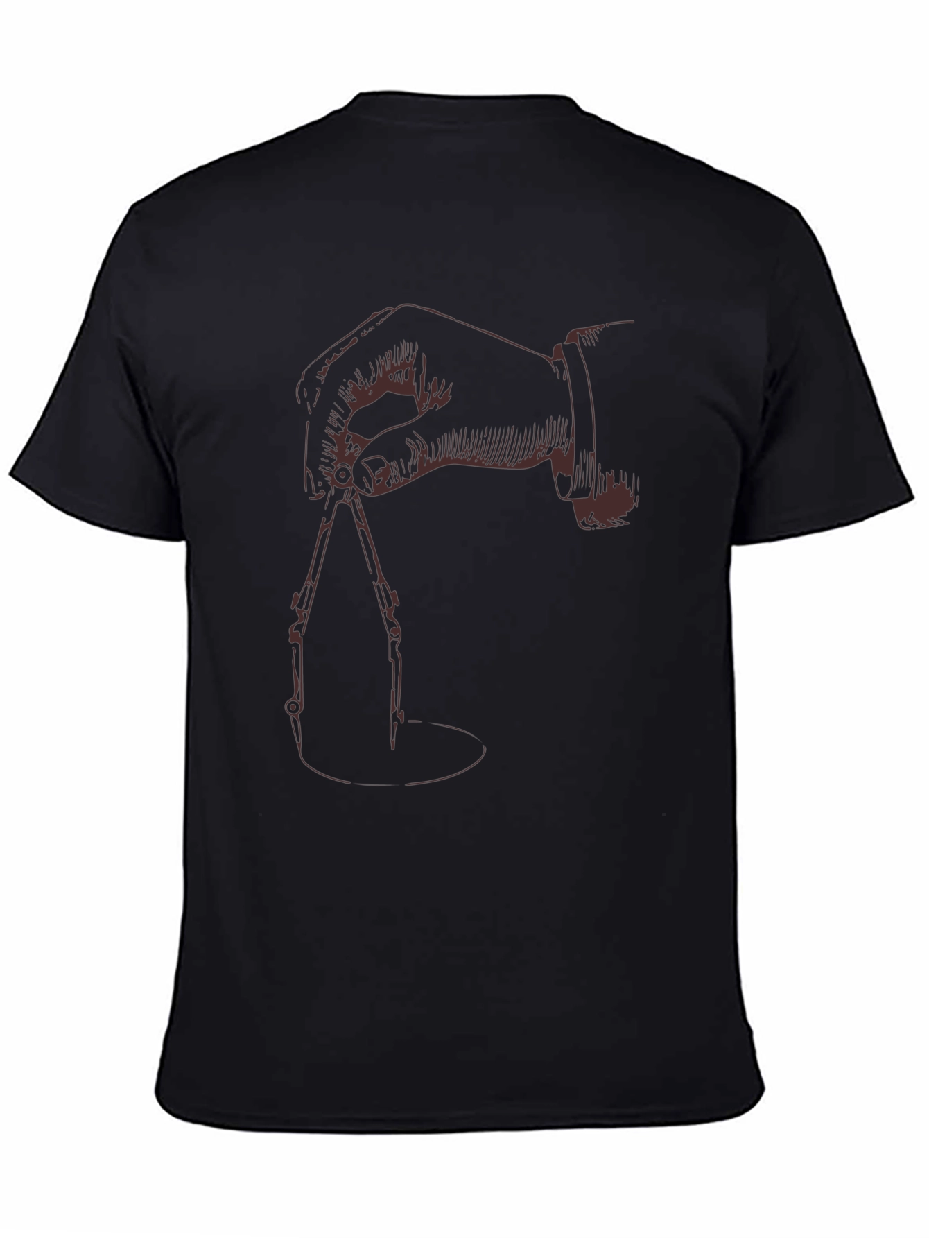 Black T-Shirt with Hand Drawing Compass Design