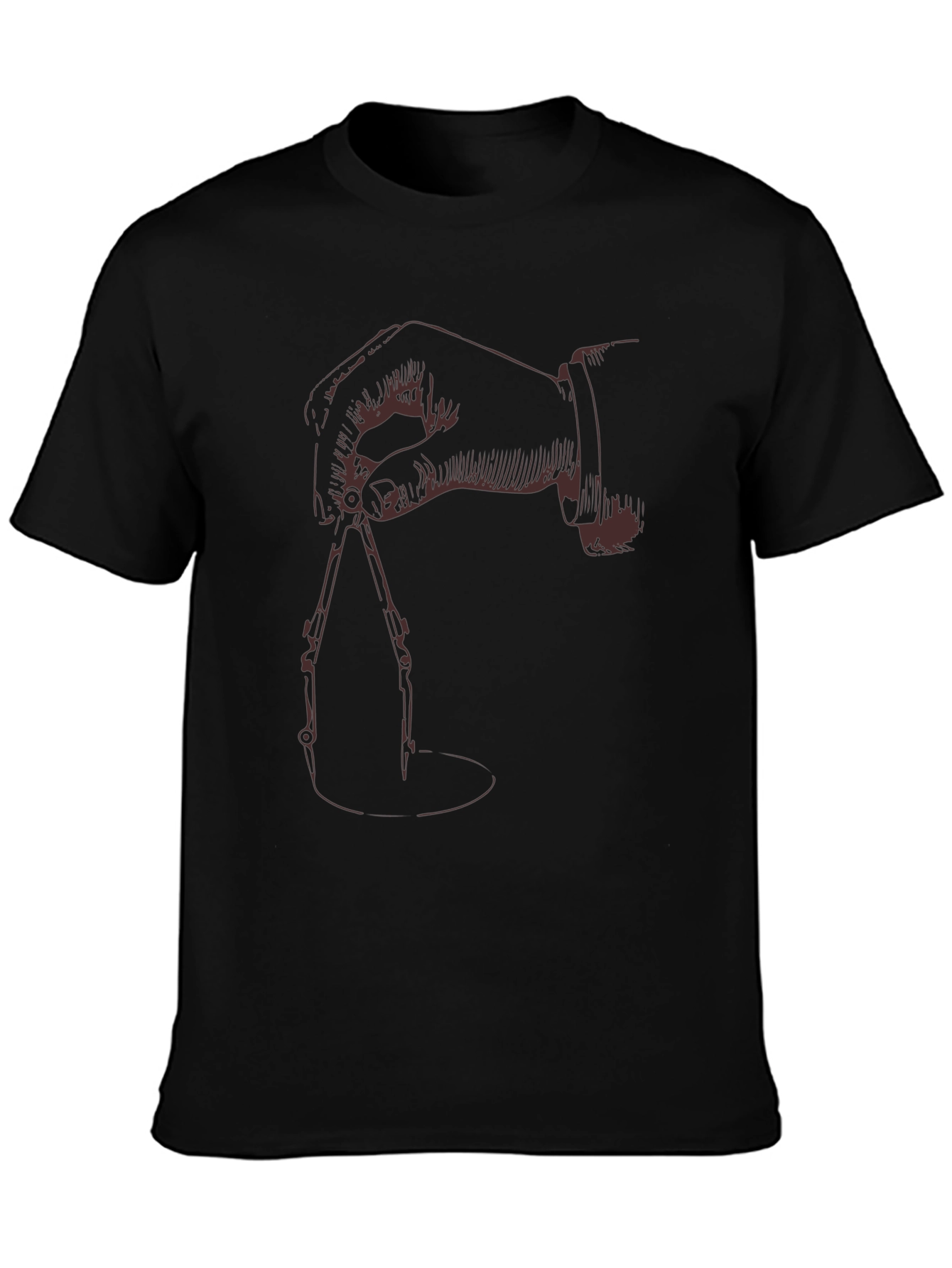 Black T-Shirt with Hand Drawing Compass Design