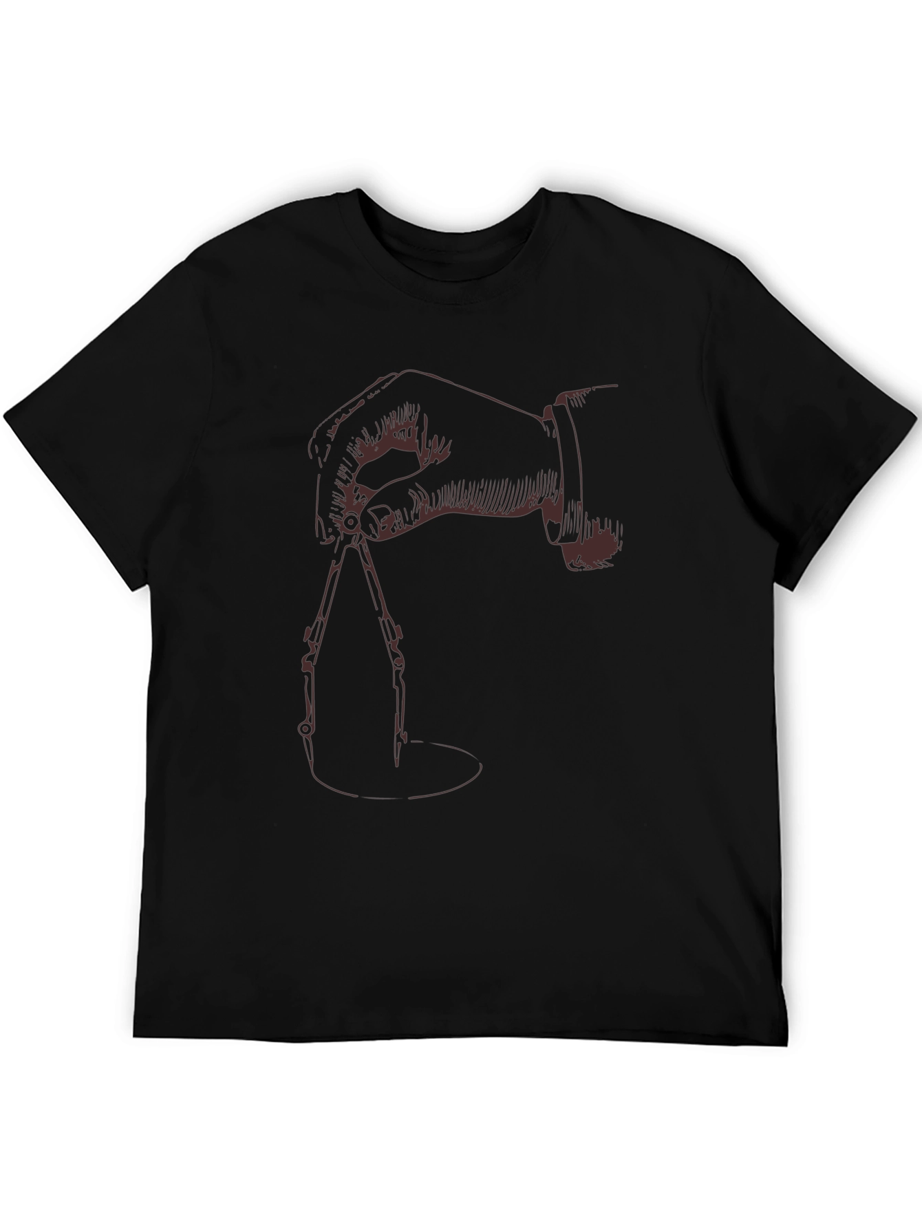 Black T-Shirt with Hand Drawing Compass Design