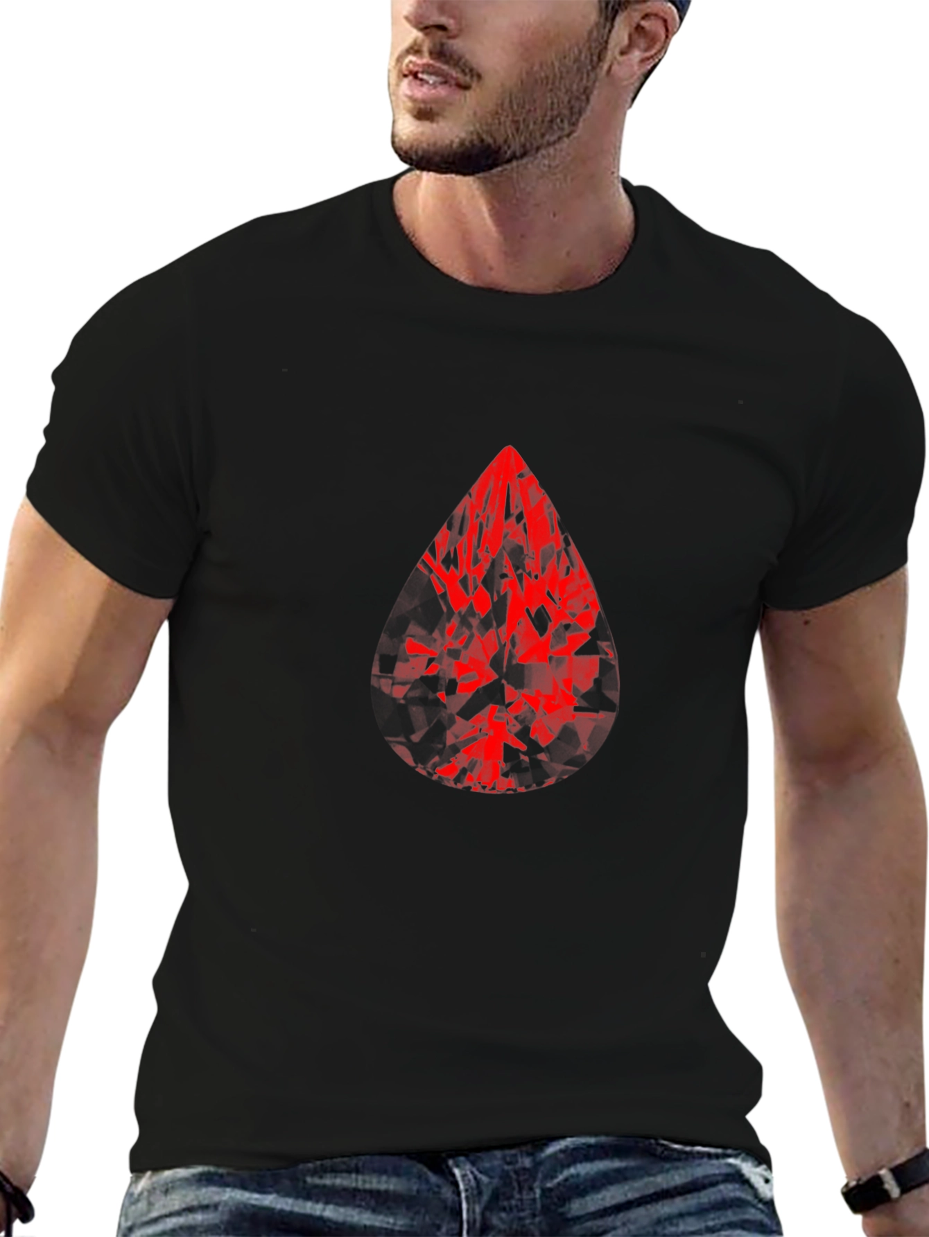 Red Gem Graphic Print T-Shirt - Bold Style