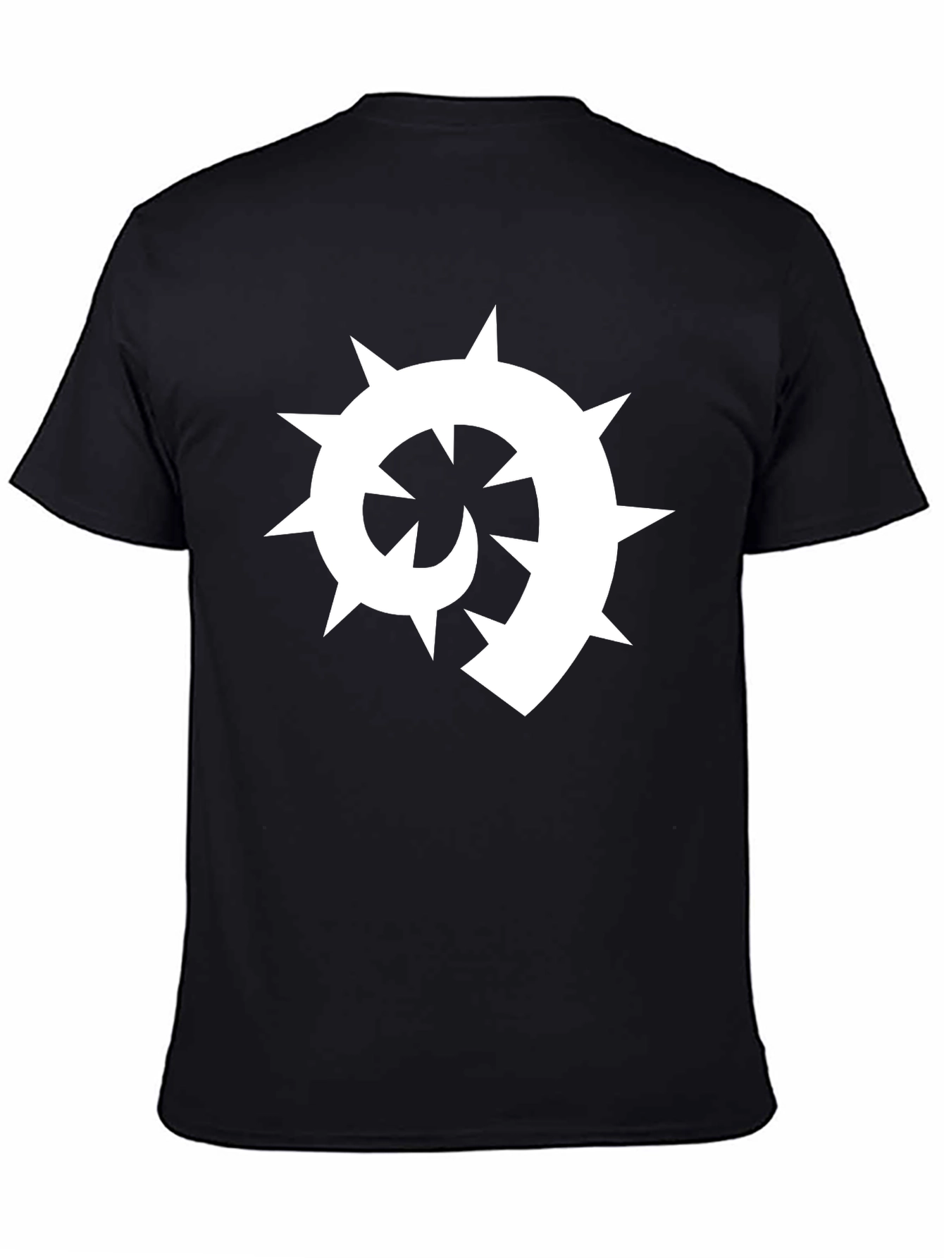 Black T-Shirt with White Spiked Spiral Design