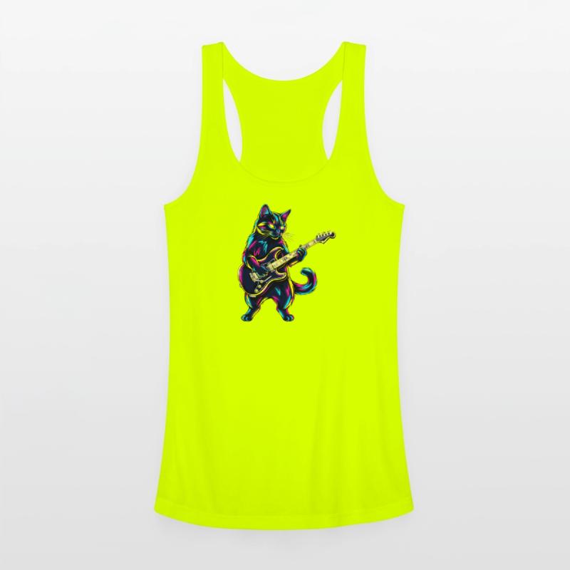 Rockstar Cat – Neon Guitar Music Animal Art
