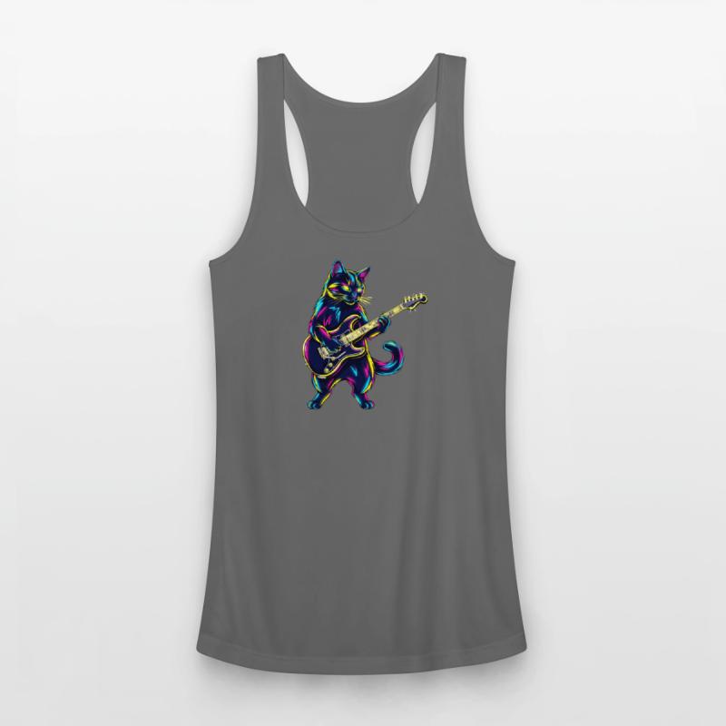 Rockstar Cat – Neon Guitar Music Animal Art