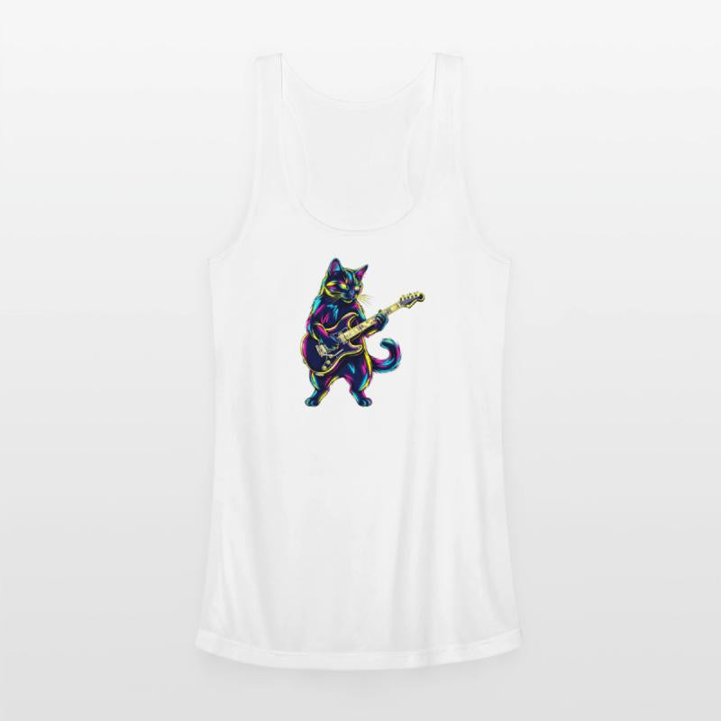 Rockstar Cat – Neon Guitar Music Animal Art