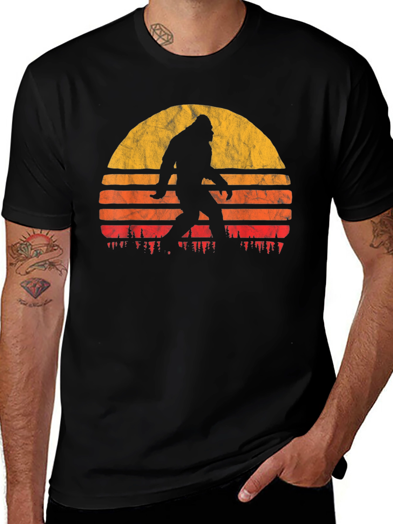 Bigfoot Sunset Graphic Tee - Mens Black T-Shirt