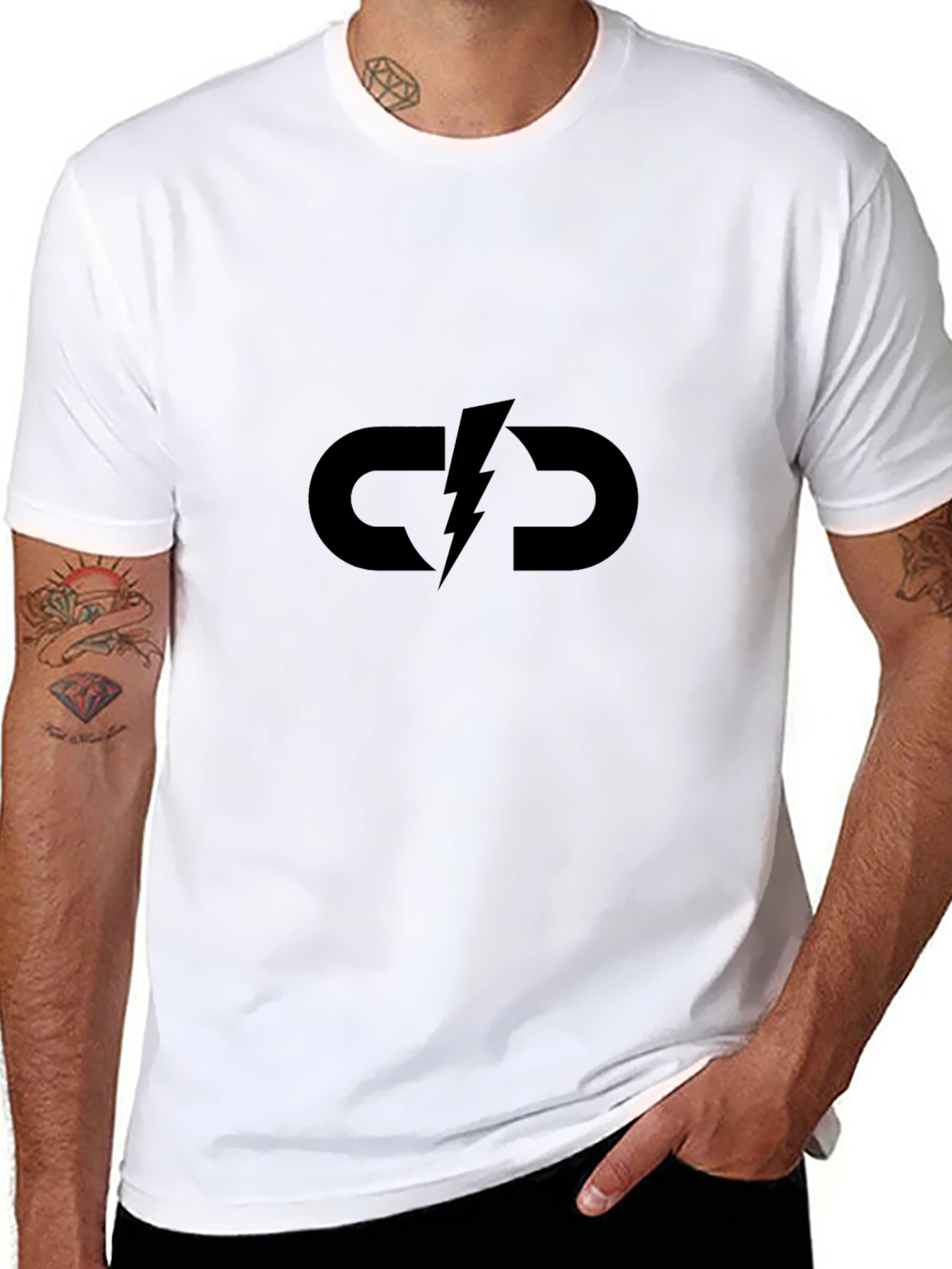 Black Lightning Bolt Graphic T-Shirt