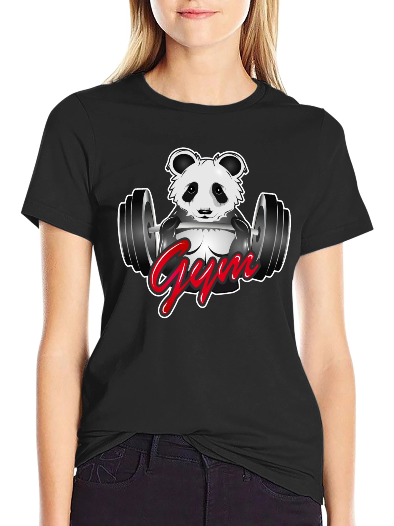 Panda Gym T-Shirt - Black Cotton Tee
