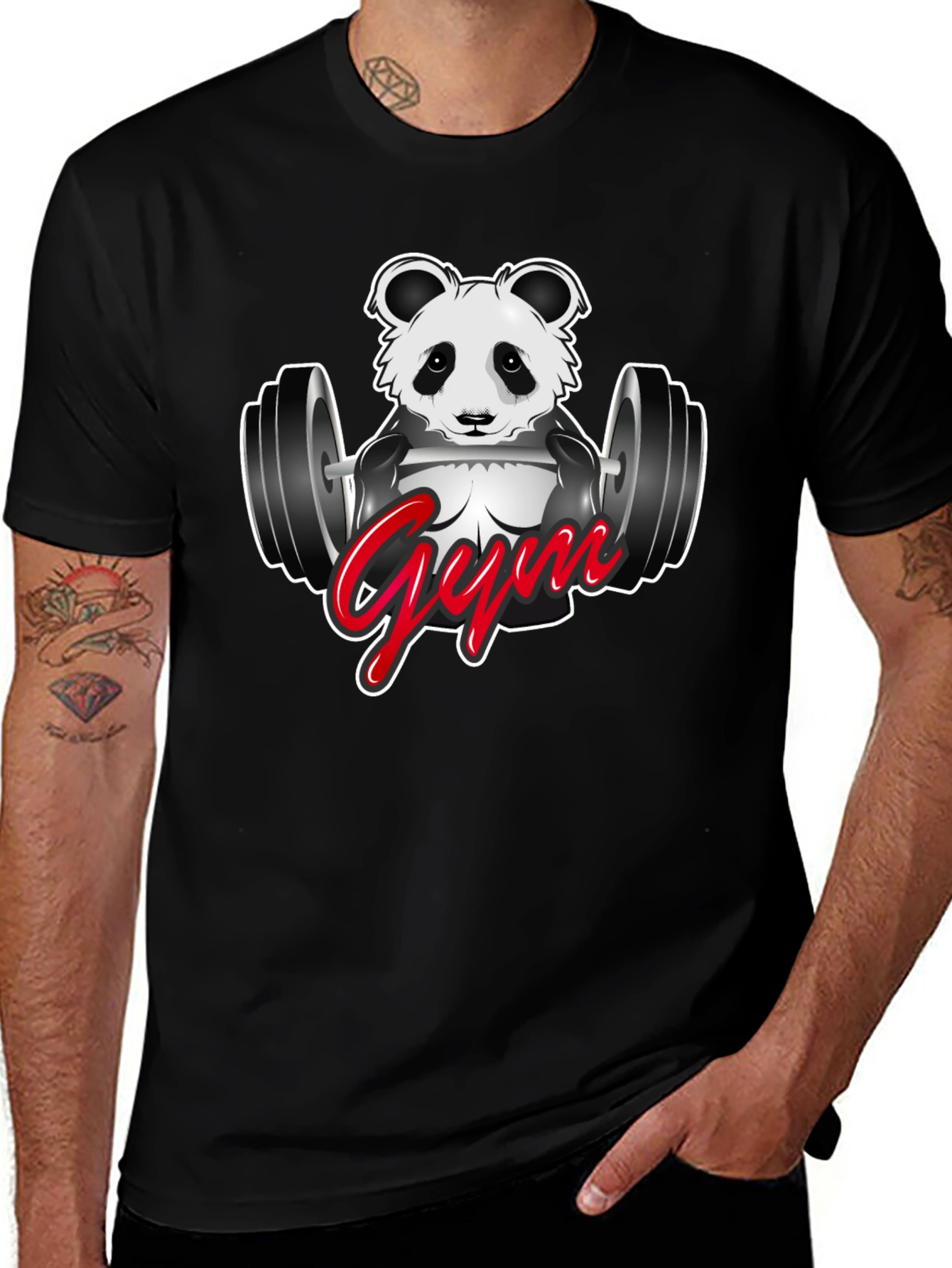 Panda Gym T-Shirt - Black Cotton Tee