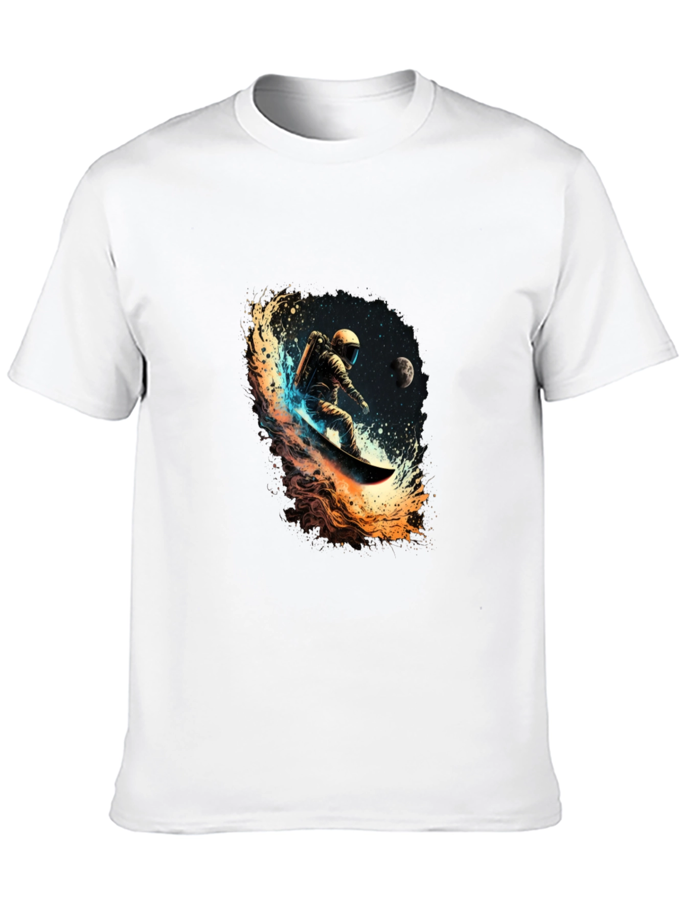Astronaut Space Surfing Black T-Shirt