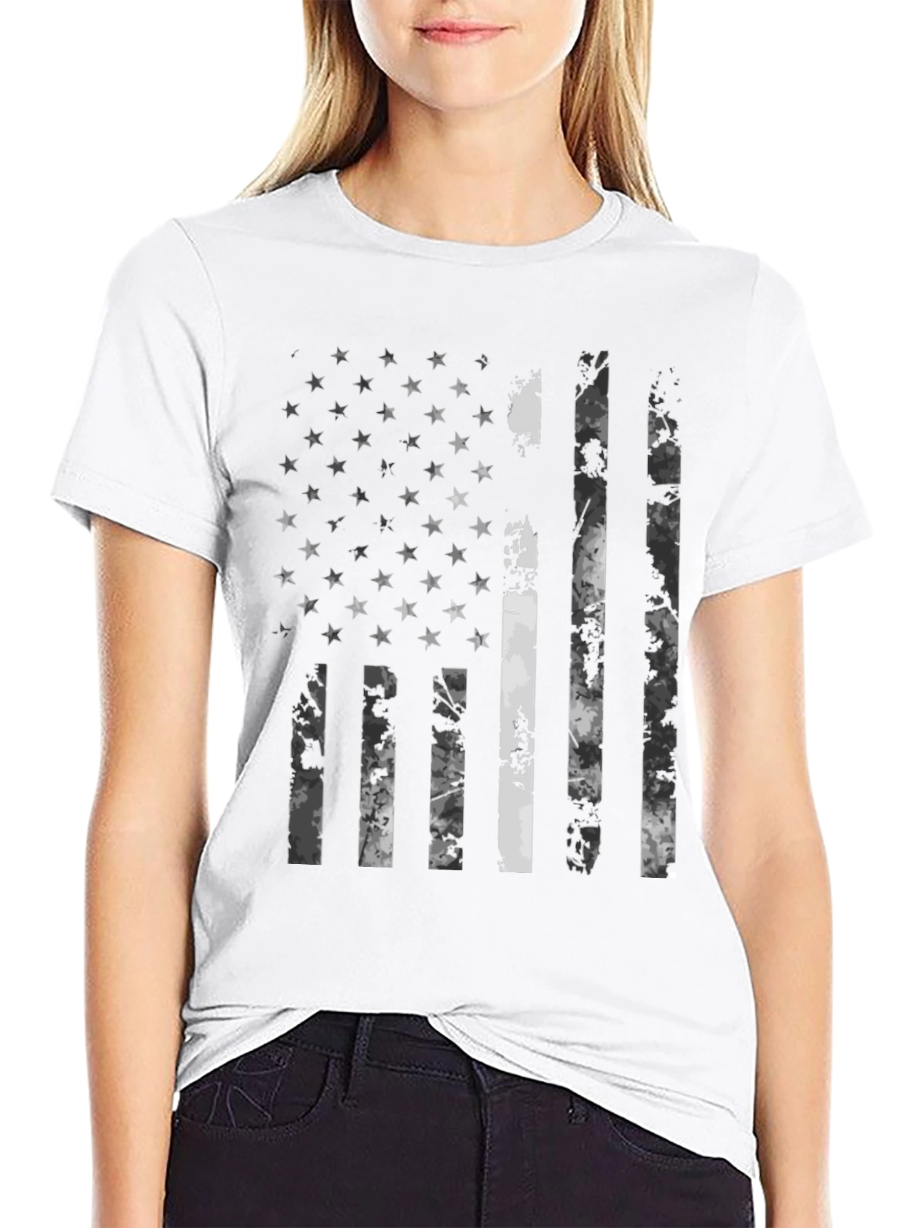 Patriotic American Flag Distressed Graphic T-Shirt