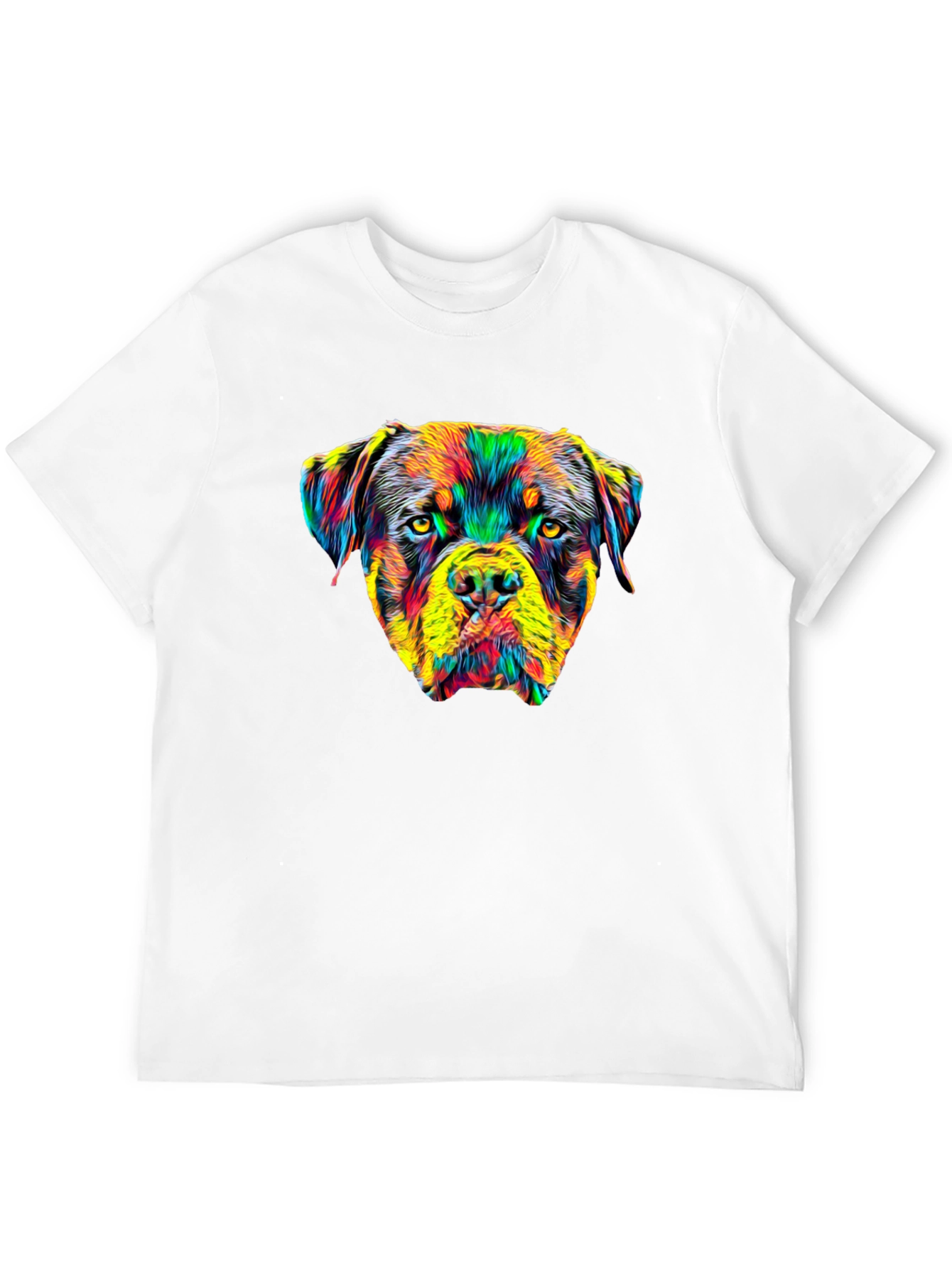 Rottweiler Dog Head Graphic Print Black T-Shirt