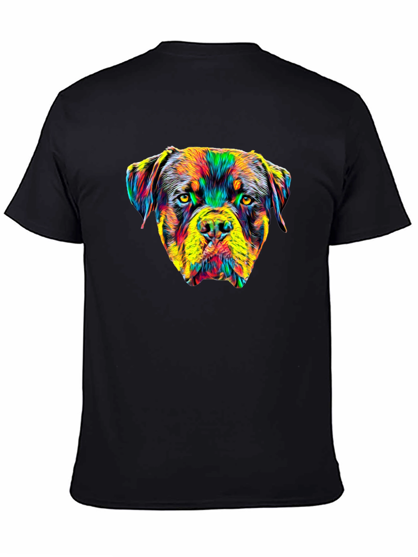 Rottweiler Dog Head Graphic Print Black T-Shirt