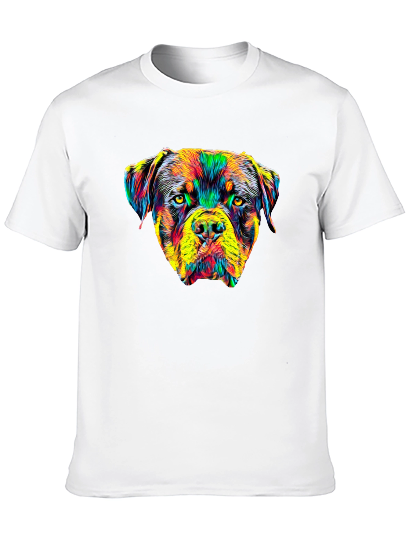 Rottweiler Dog Head Graphic Print Black T-Shirt
