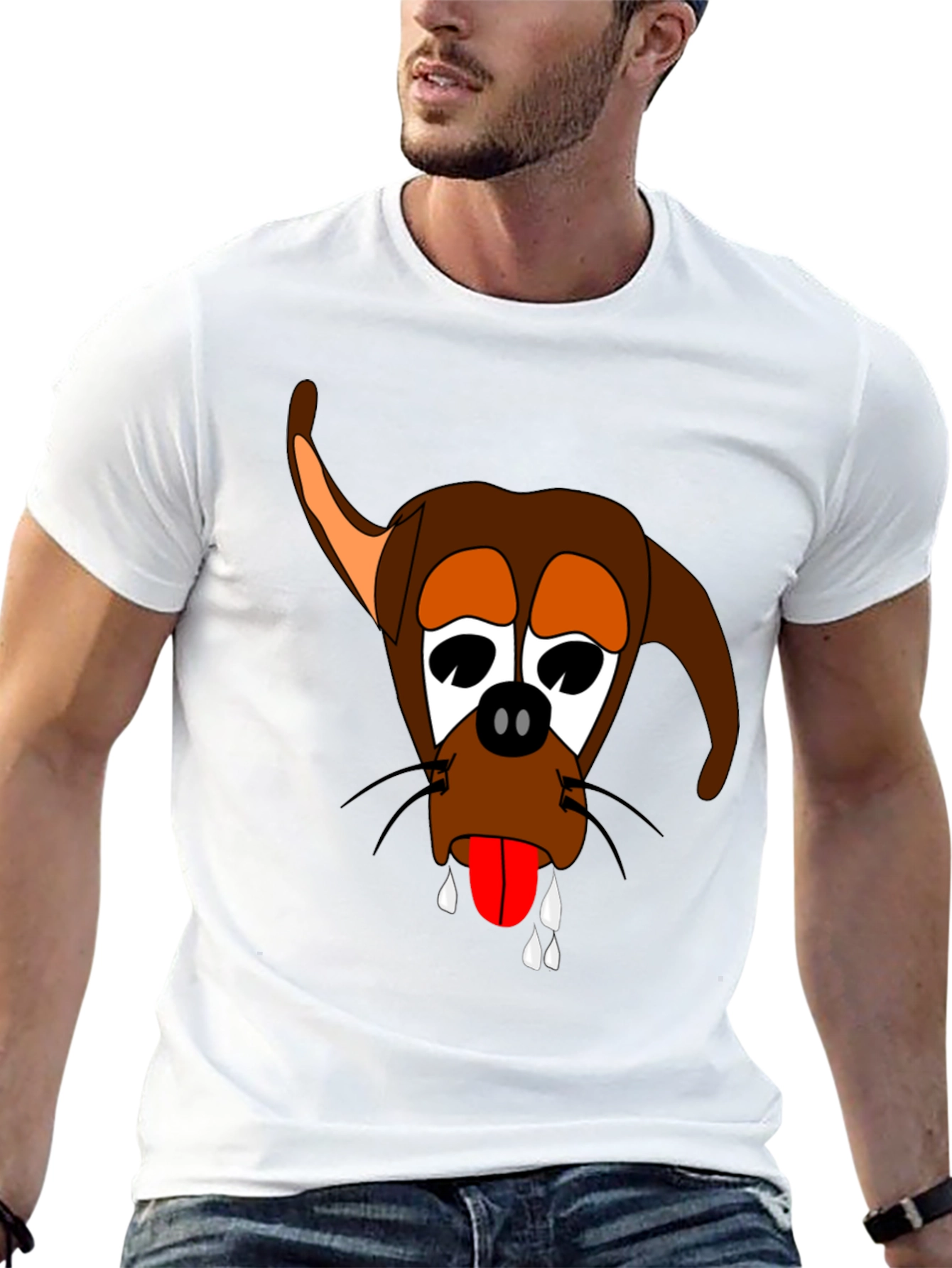 Funny Dog Cartoon Graphic Black T-Shirt
