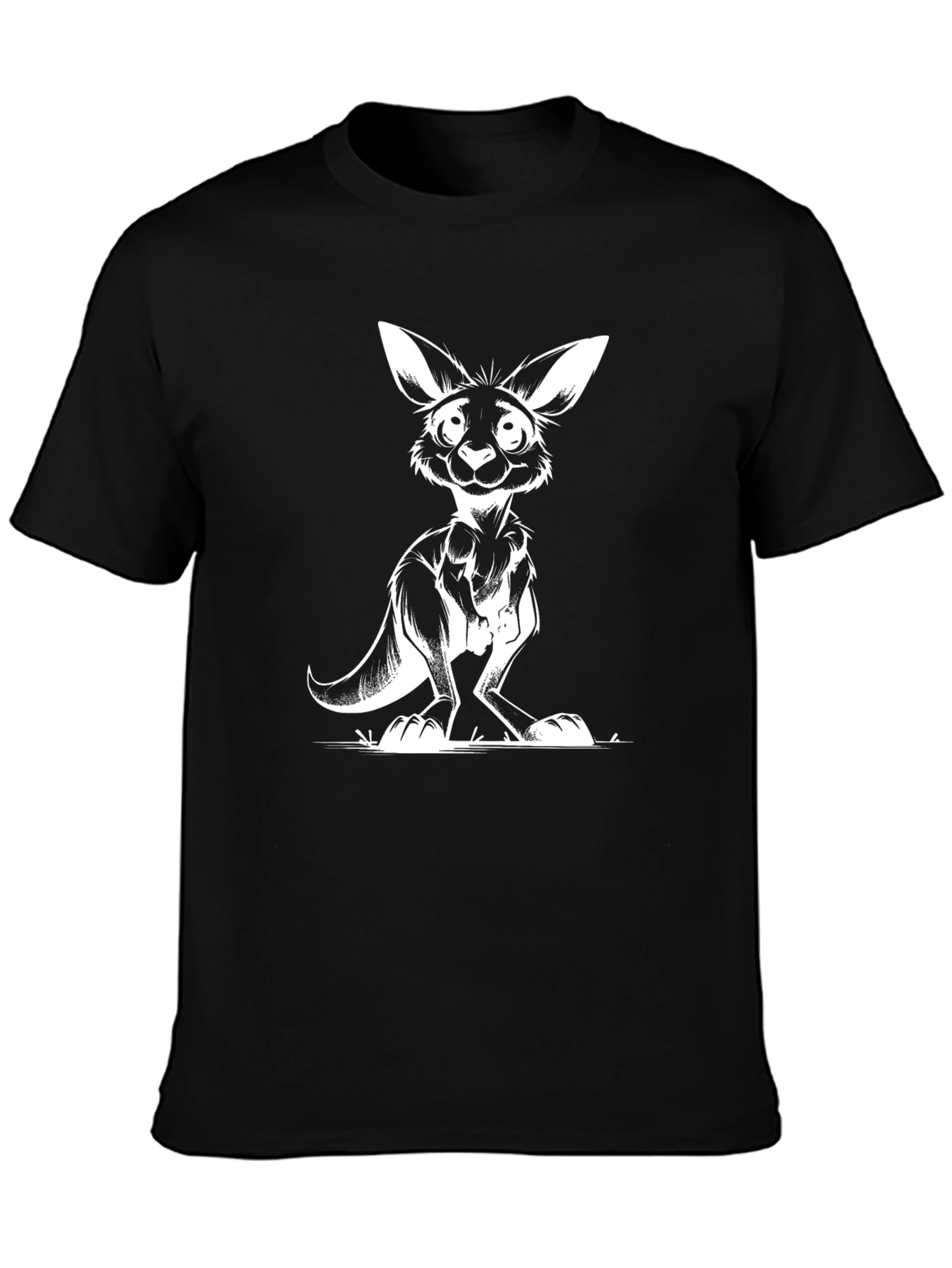 Funny Kangaroo Graphic Tee - Black Cotton T-Shirt
