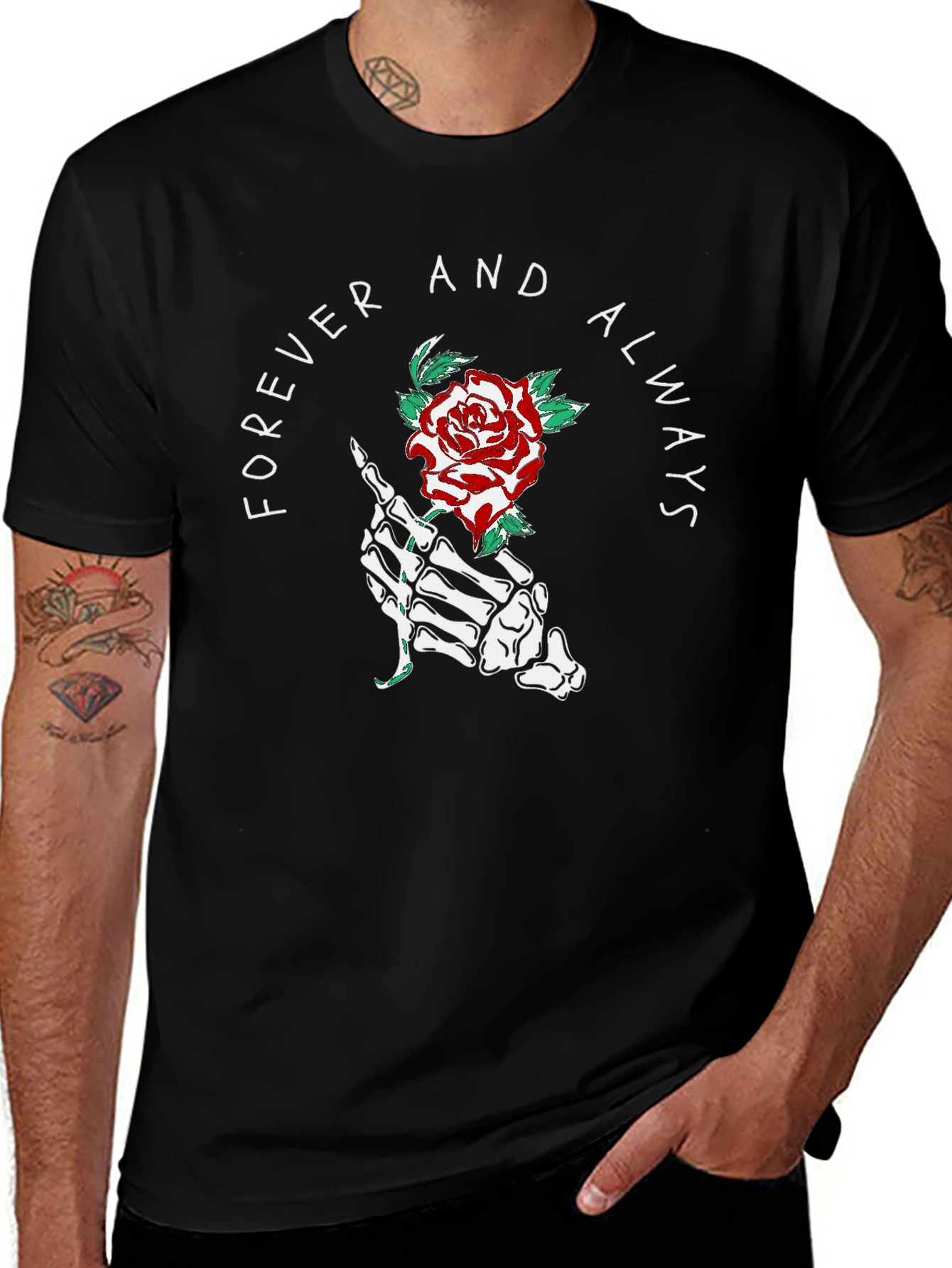 Forever Always Rose Skeleton Hand T-Shirt