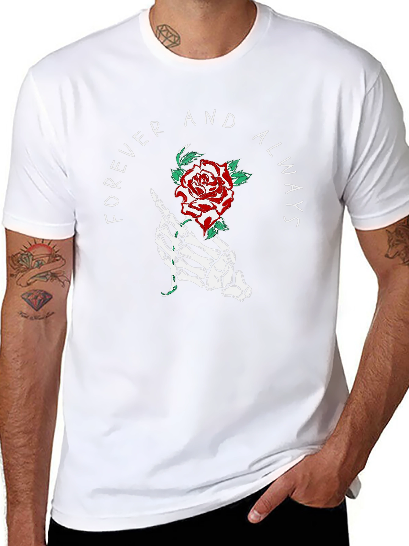 Forever Always Rose Skeleton Hand T-Shirt