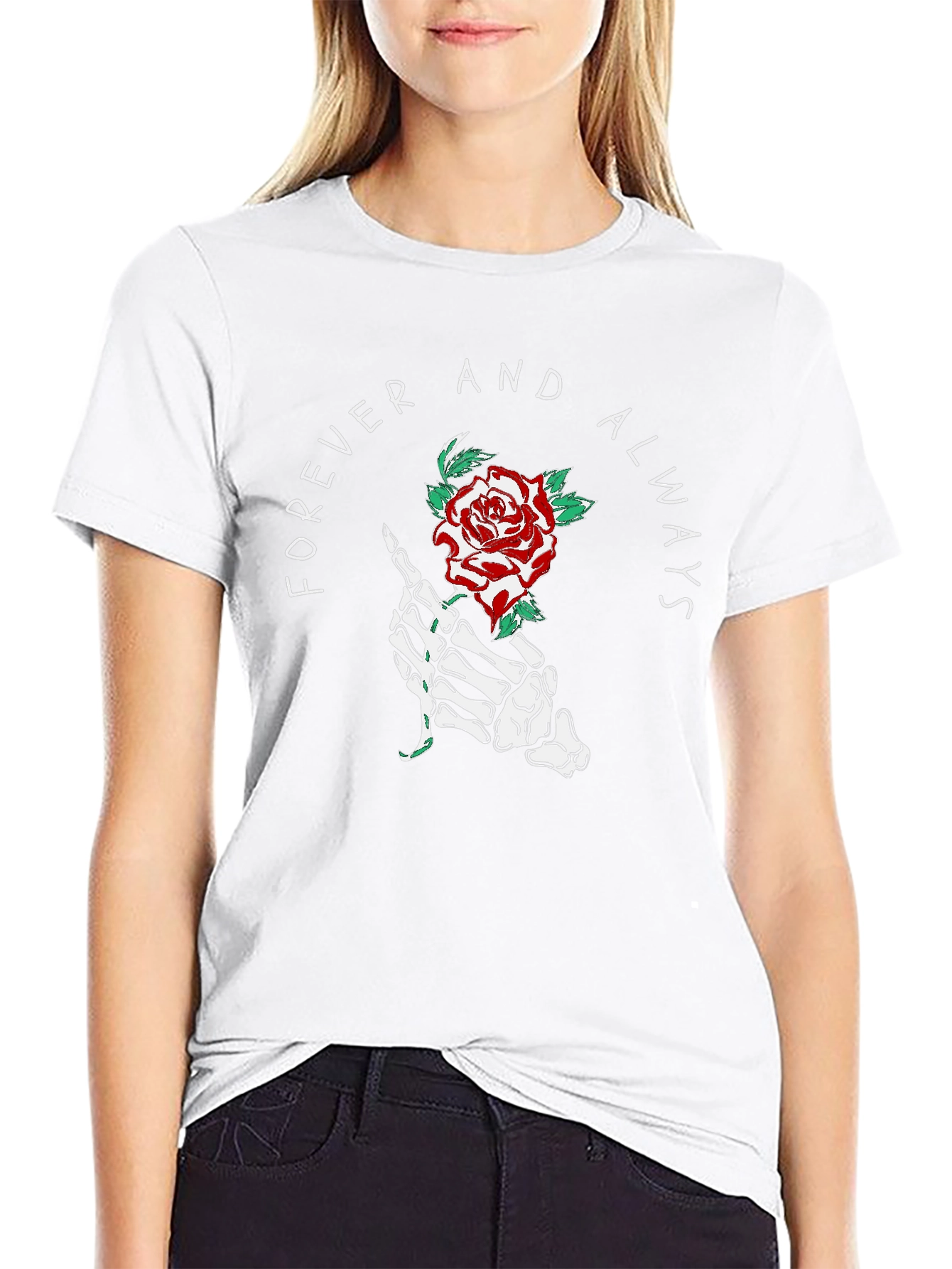 Forever Always Rose Skeleton Hand T-Shirt