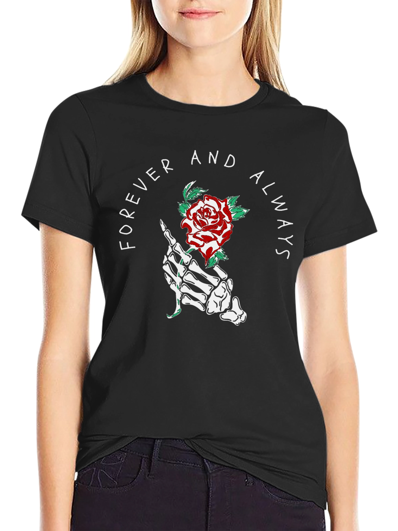Forever Always Rose Skeleton Hand T-Shirt