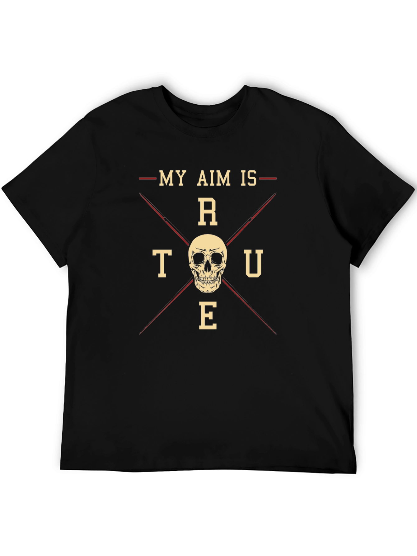 My Aim Is True Skull Graphic Black T-Shirt