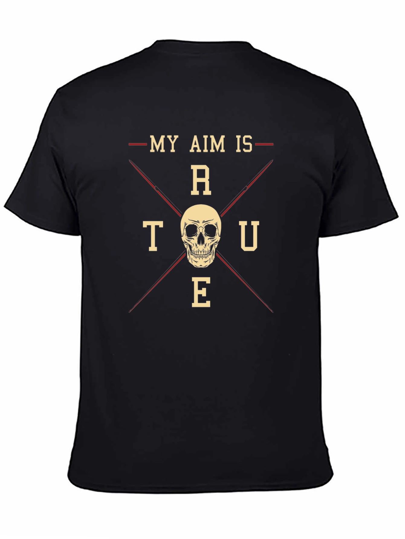 My Aim Is True Skull Graphic Black T-Shirt