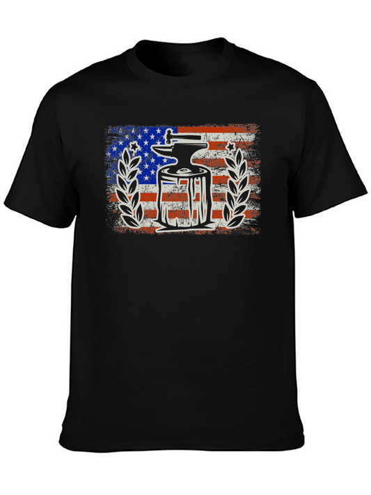 Anvil & Hammer Patriotic T-Shirt - USA Flag Design