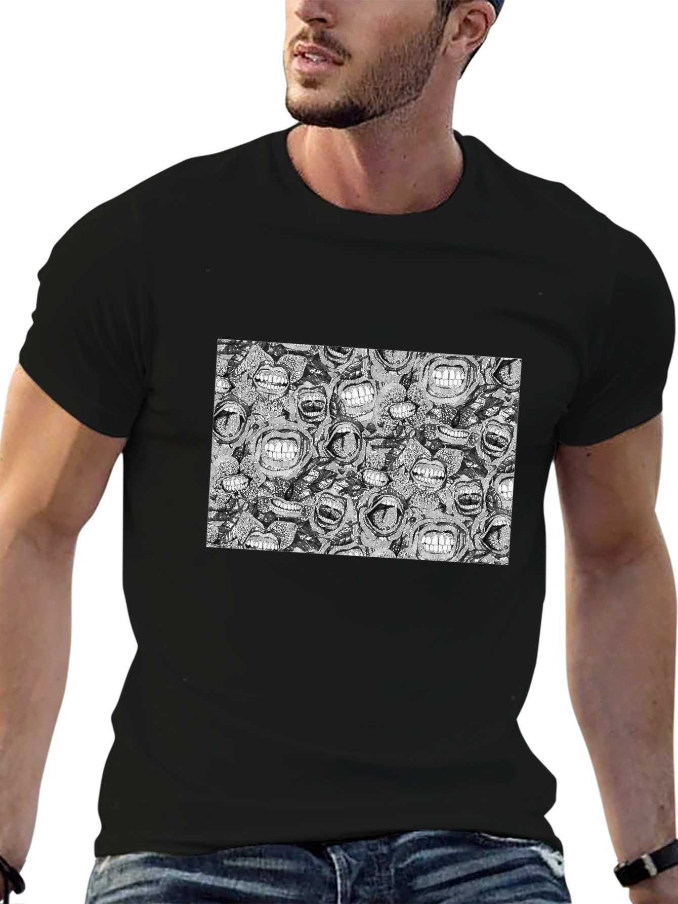 Grinning Mouths Graphic Black T-Shirt