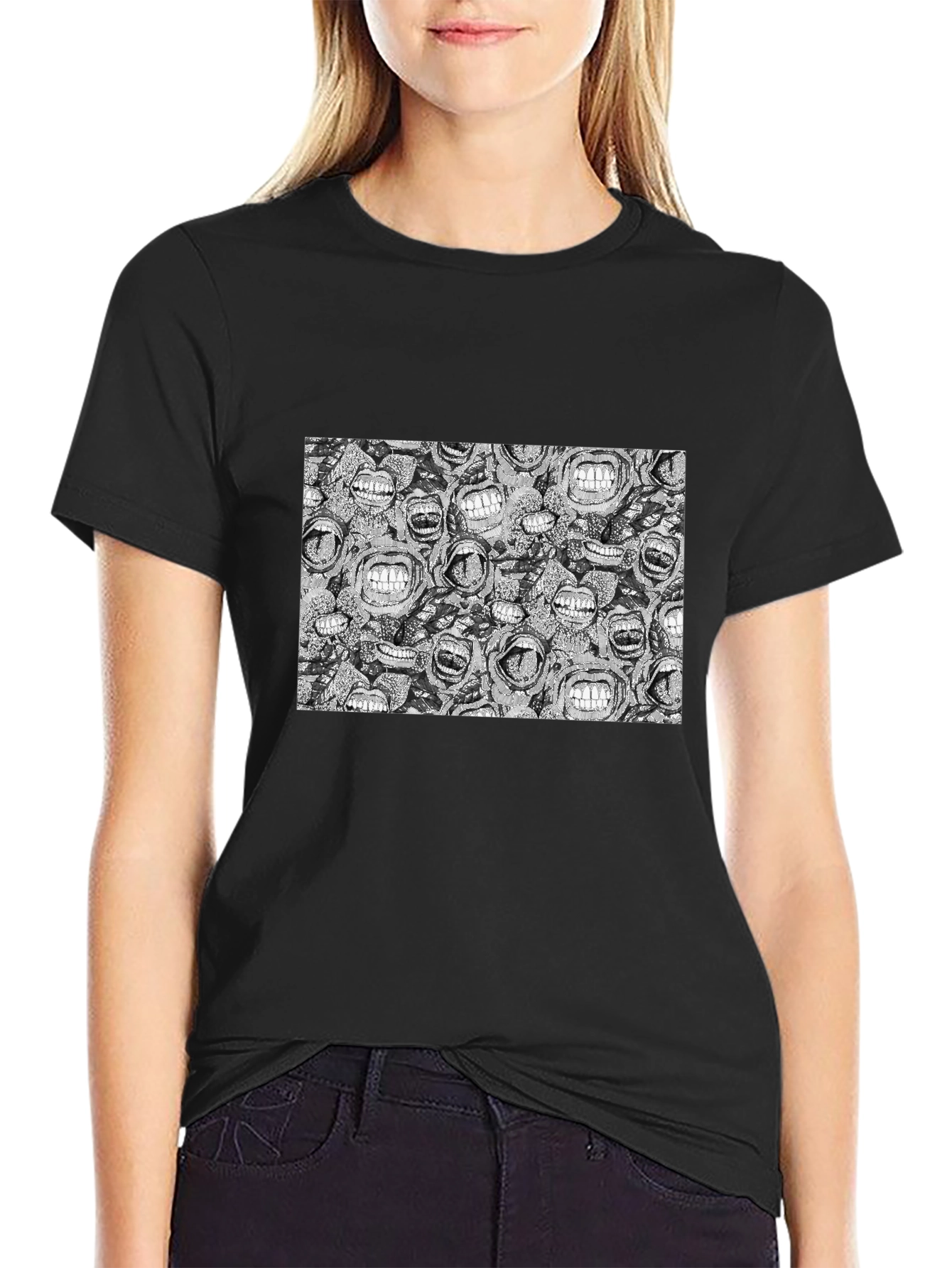 Grinning Mouths Graphic Black T-Shirt