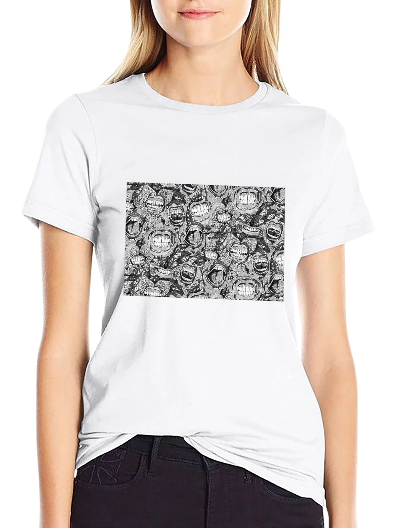Grinning Mouths Graphic Black T-Shirt
