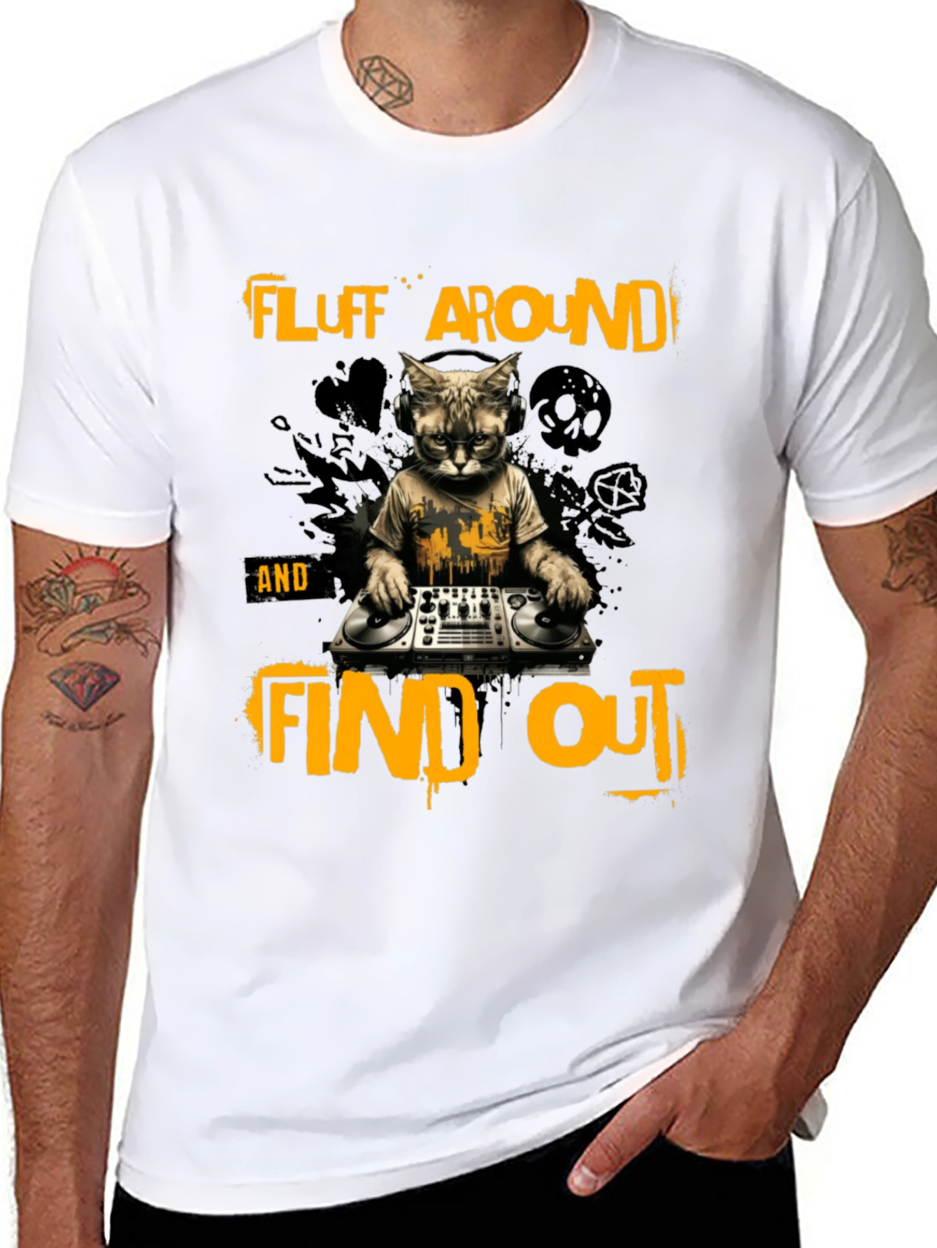 Fluff Around Find Out DJ Cat Graphic T-Shirt