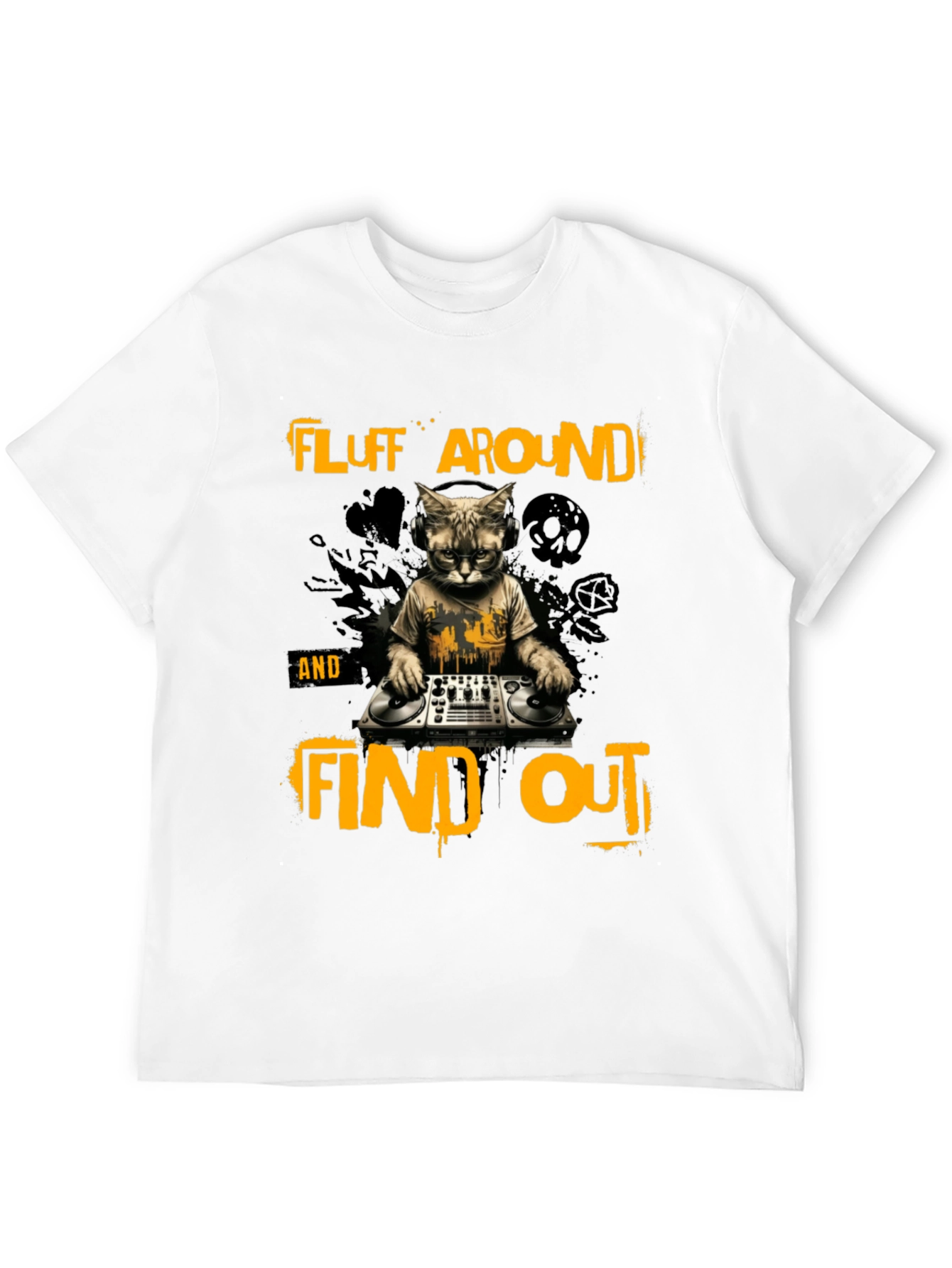 Fluff Around Find Out DJ Cat Graphic T-Shirt