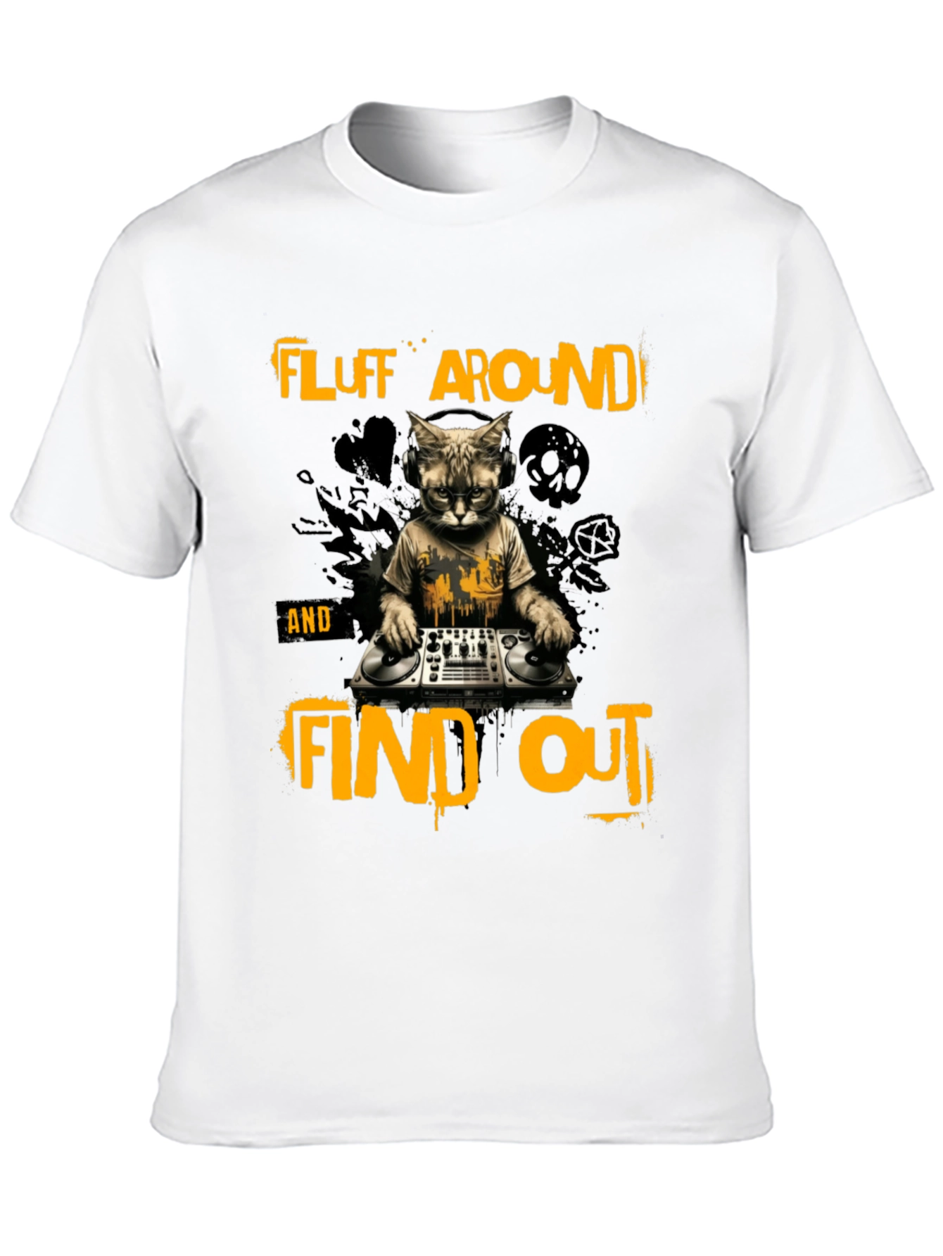Fluff Around Find Out DJ Cat Graphic T-Shirt