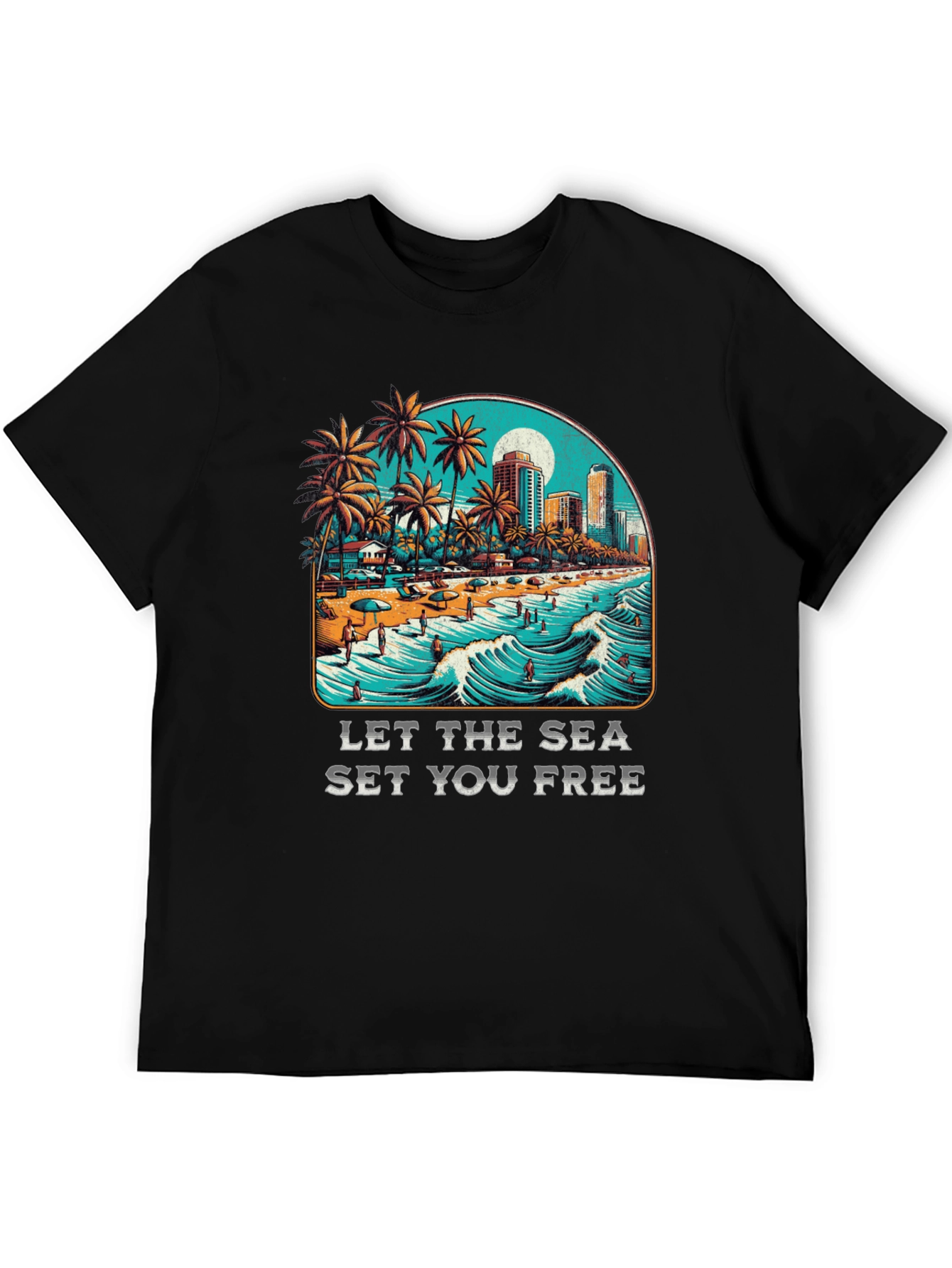 Let the Sea Set You Free Black Graphic Tee
