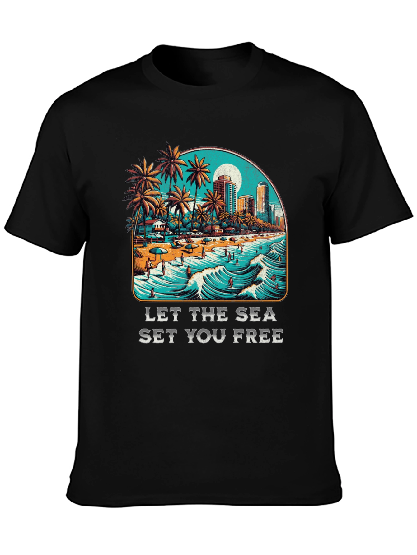 Let the Sea Set You Free Black Graphic Tee