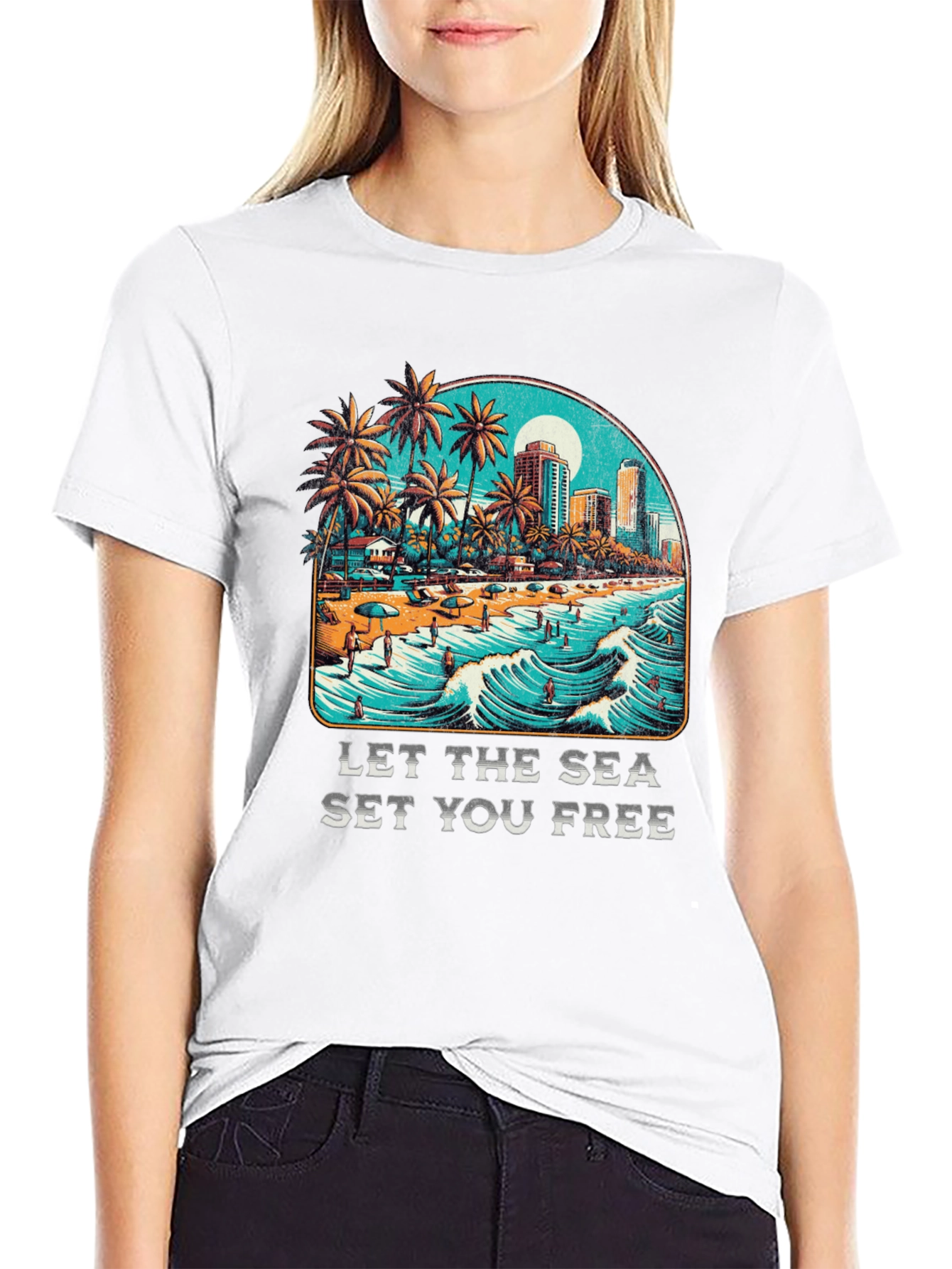 Let the Sea Set You Free Black Graphic Tee