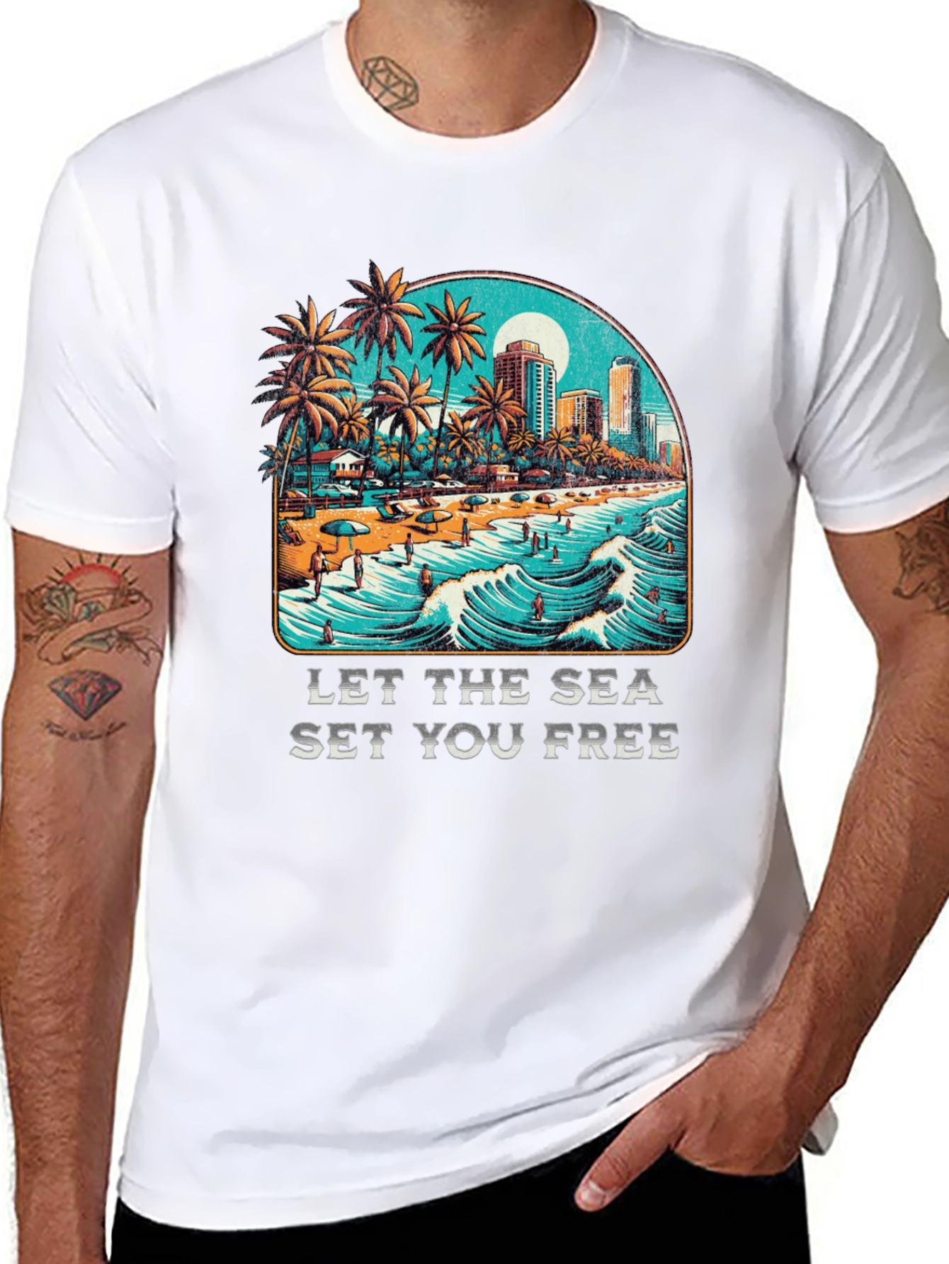 Let the Sea Set You Free Black Graphic Tee